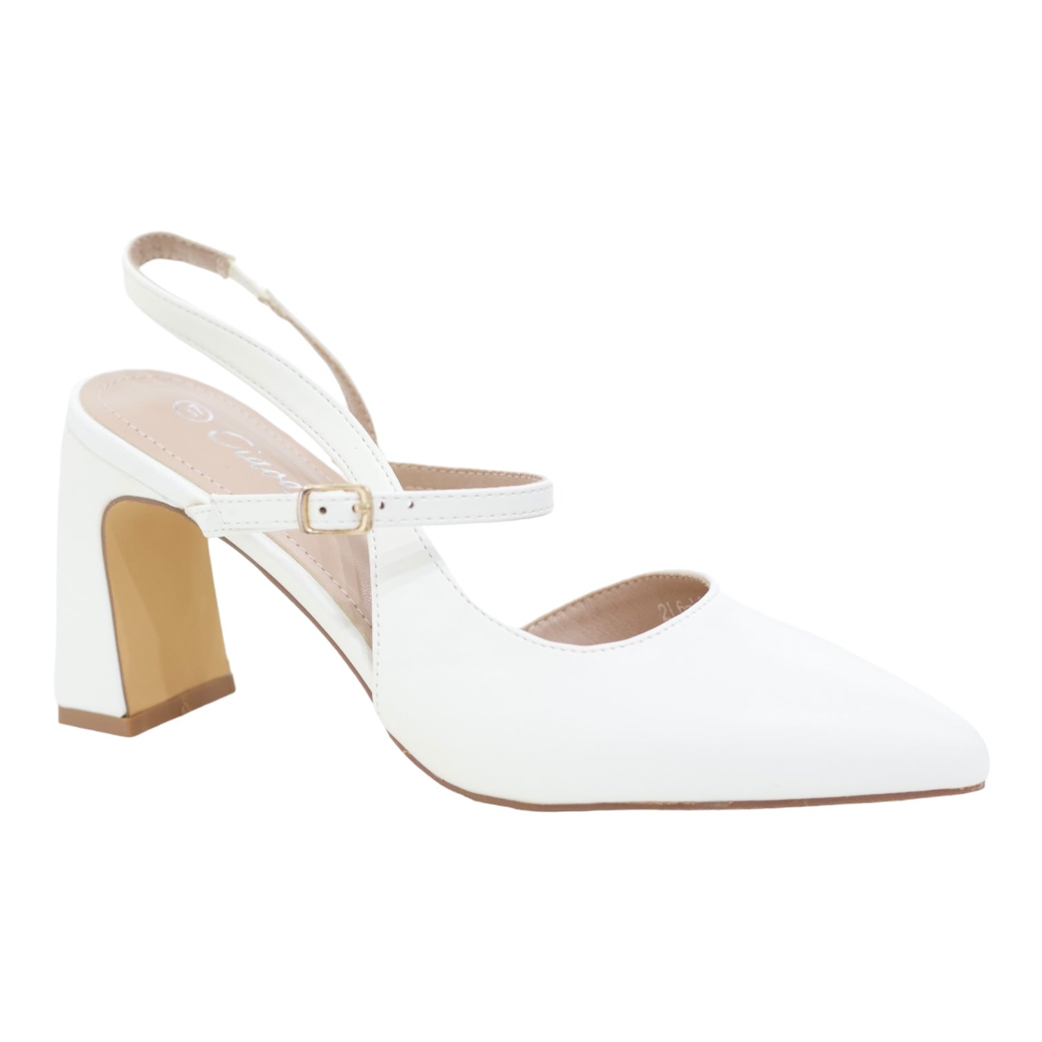 Ciaodo pointy 8cm heel sling back white
