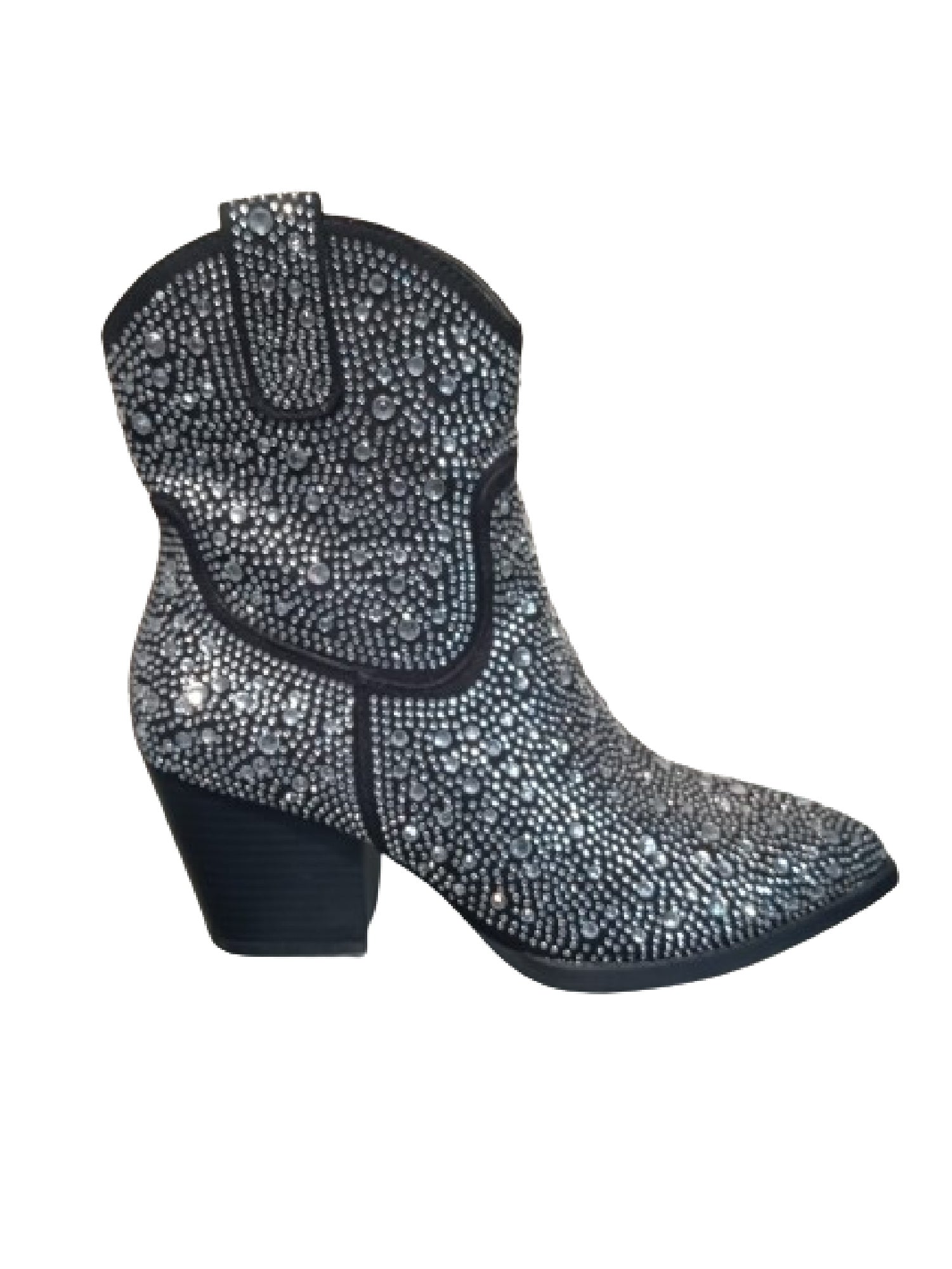Penny diamante embellished PUNYBY cowboy heel bootie silver