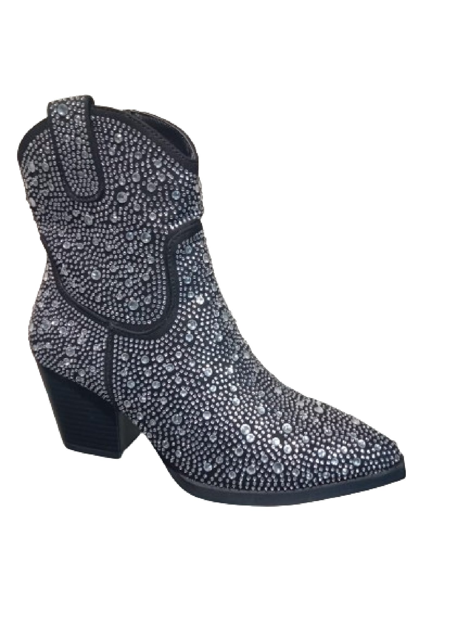Penny diamante embellished PUNYBY cowboy heel bootie silver