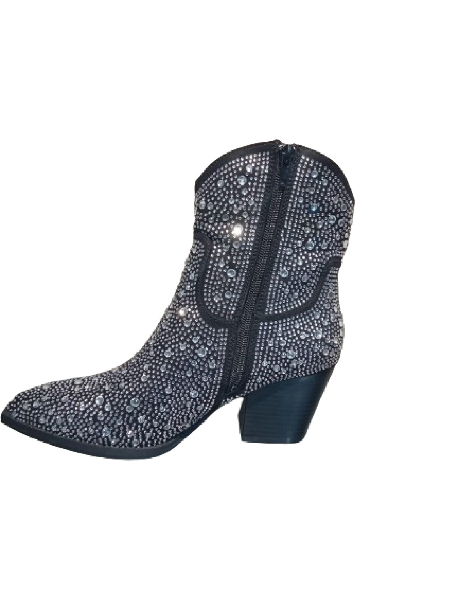 Penny diamante embellished PUNYBY cowboy heel bootie silver