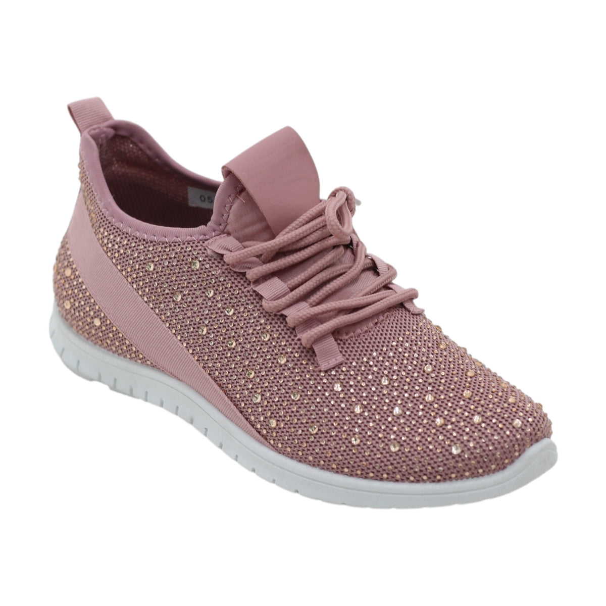 Gabby fly knit lace-up sneaker with diamonds