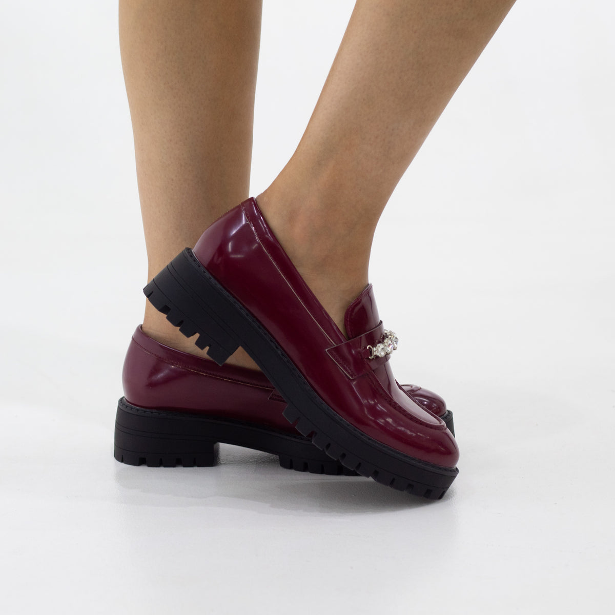 Tofa thick sole slip-on penny moc with diamante detailed