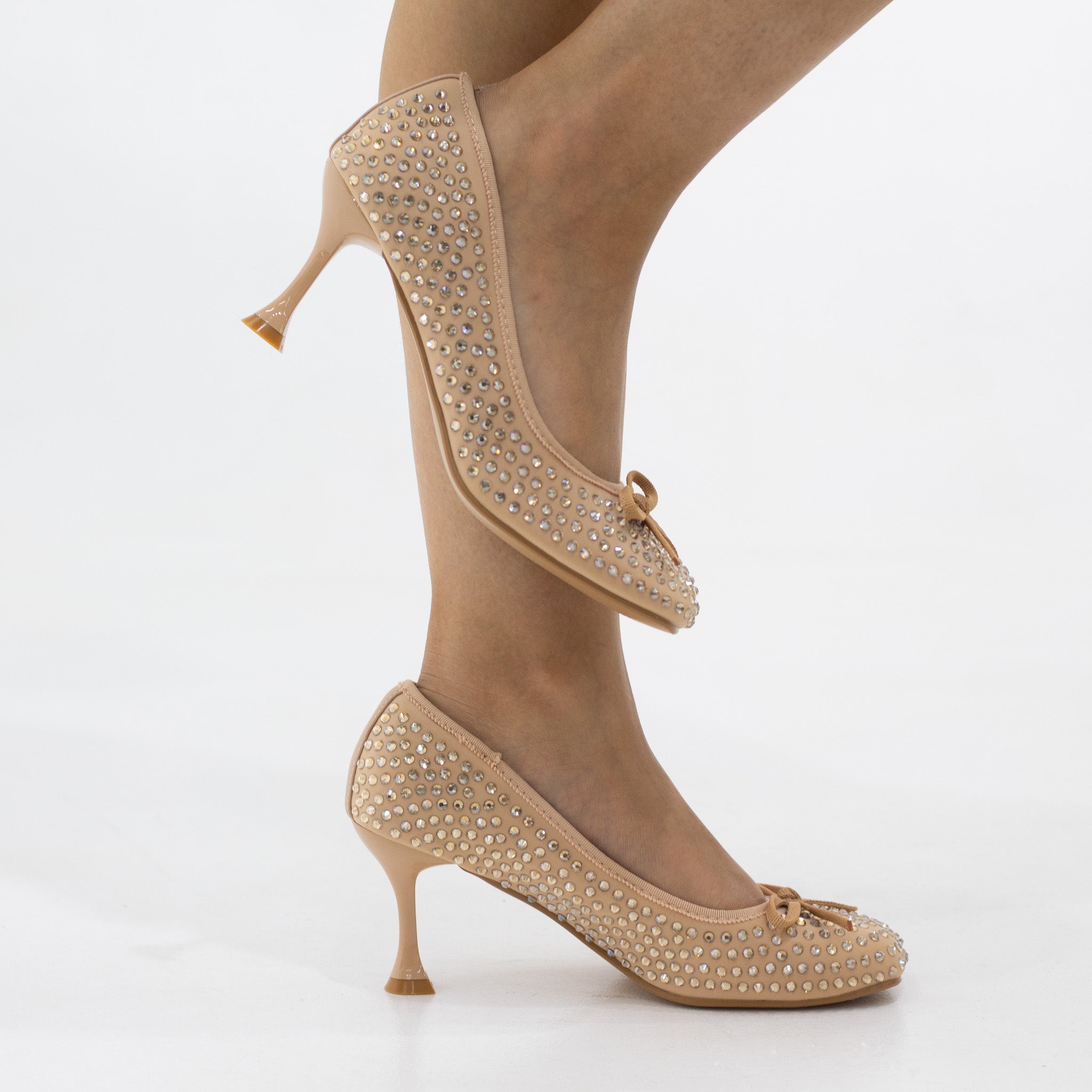 Agneta satin glamorous rhinestone adorned 7cm heel court