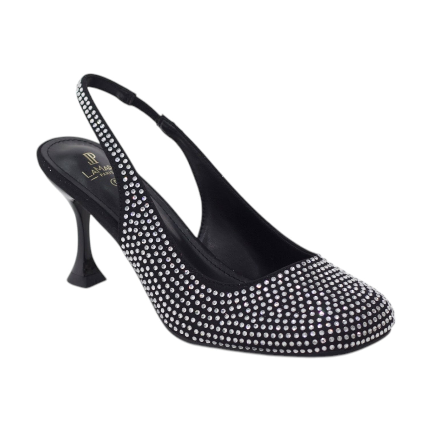 Babro sleeky skewed-toe 7cm heel studded sling back