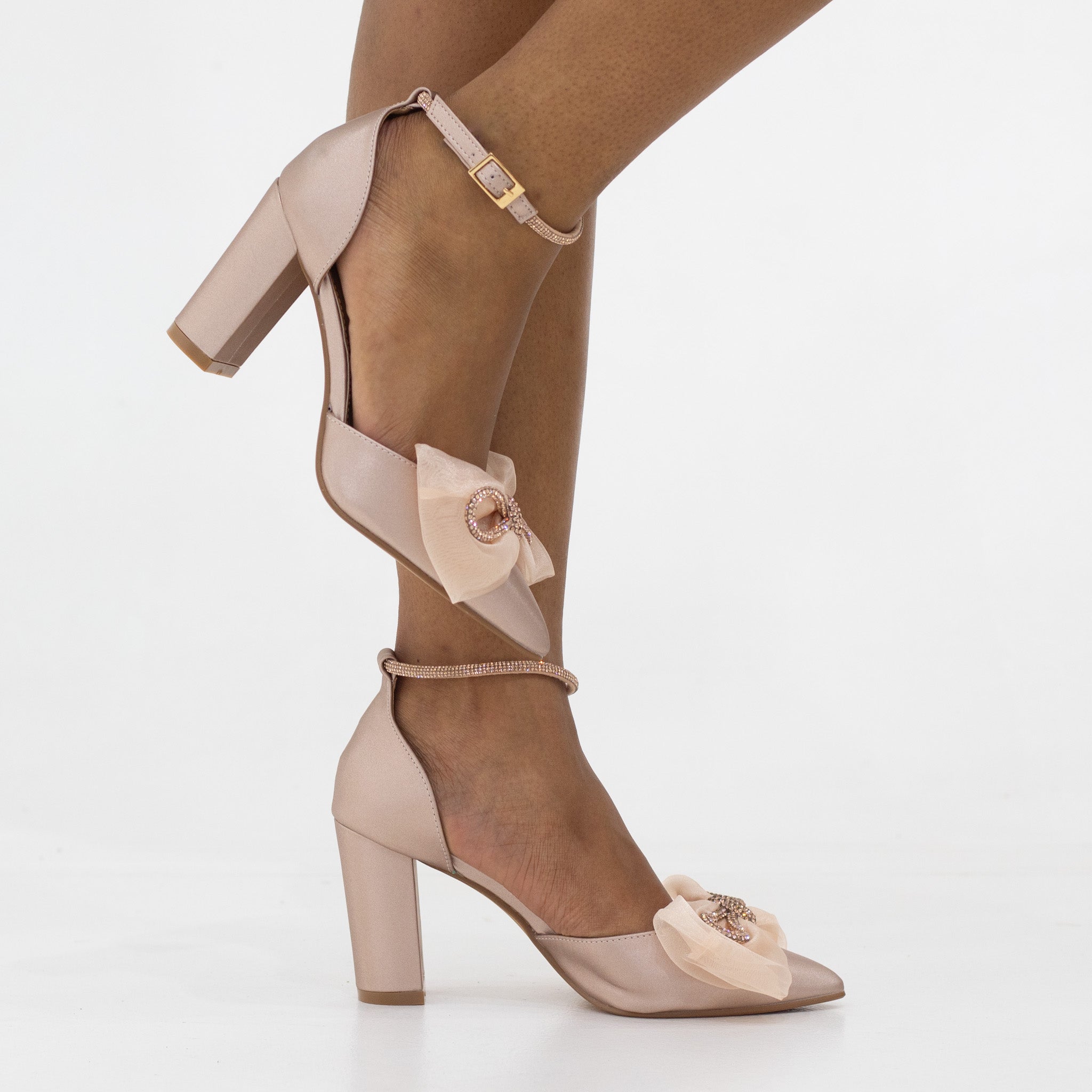 Tori SATIN 9cm heel with netted trim court shoe