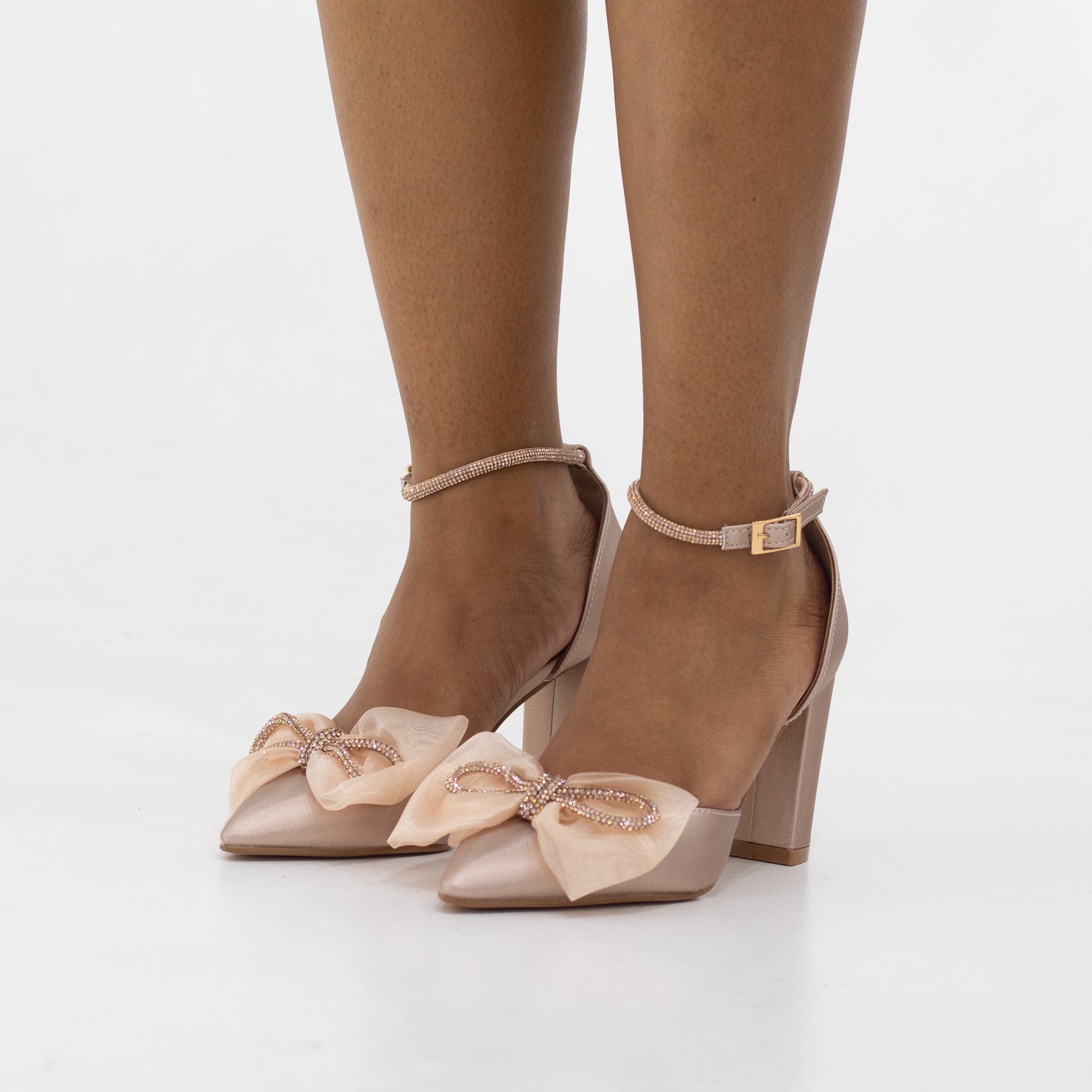 Tori SATIN 9cm heel with netted trim court shoe