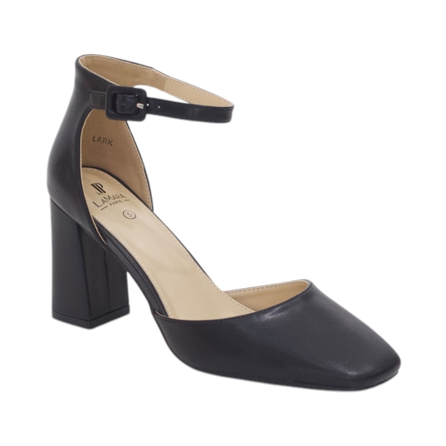 Lark open waist ankle strap 8cm heel court shoes