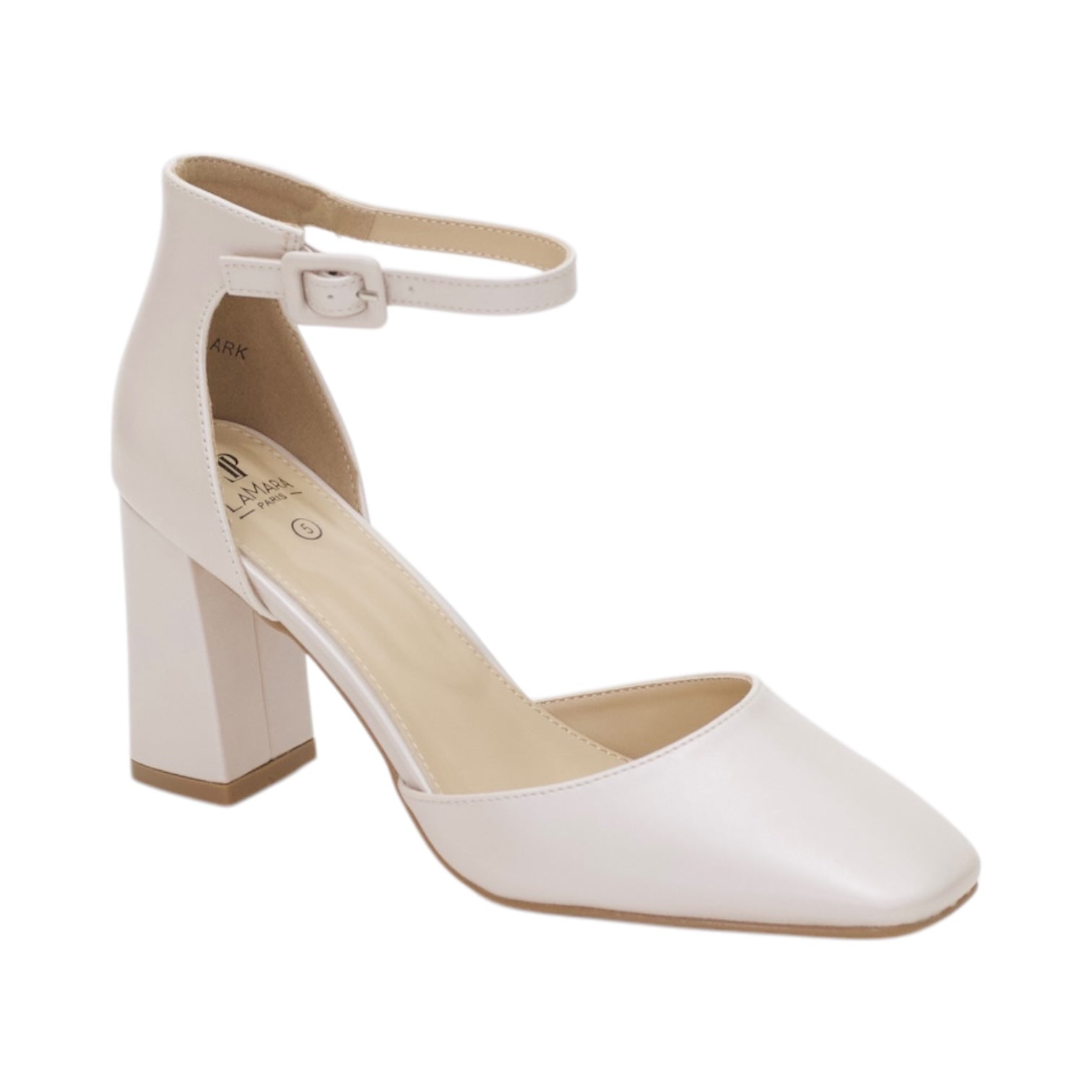 Lark open waist ankle strap 8cm heel court shoes