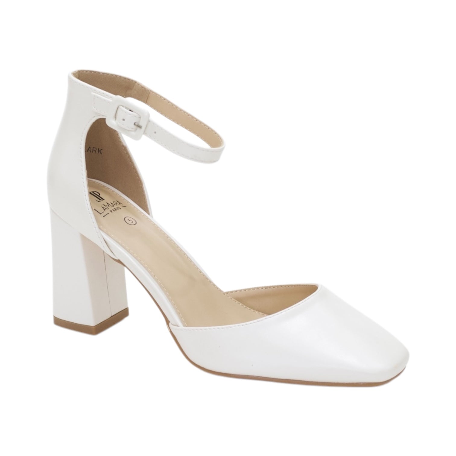 Lark open waist ankle strap 8cm heel court shoes