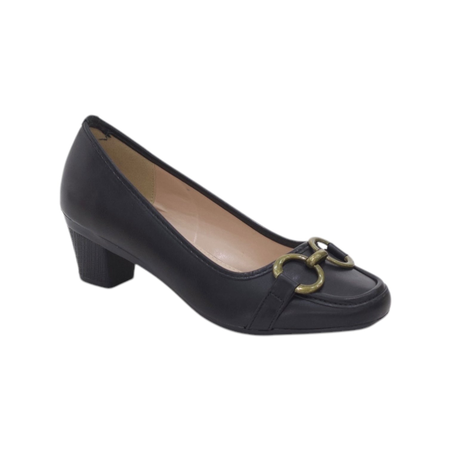 Nuna 5cm heel court shoes with a gold metal trim