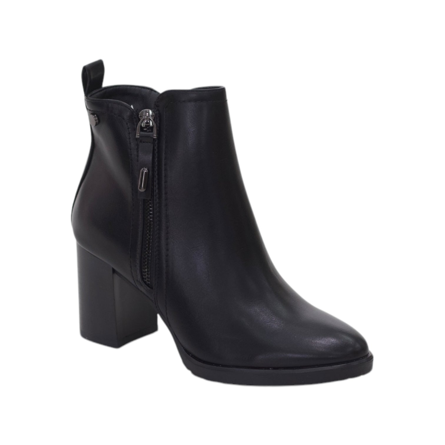 Aviza 7.5cm heel zipper detailed ankle boot black