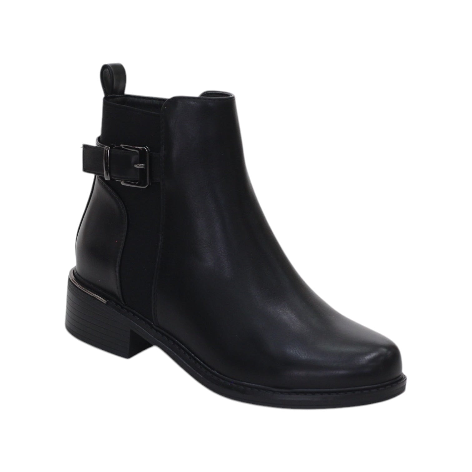 Olli 3.5cm heel buckle detailed ankle boot black