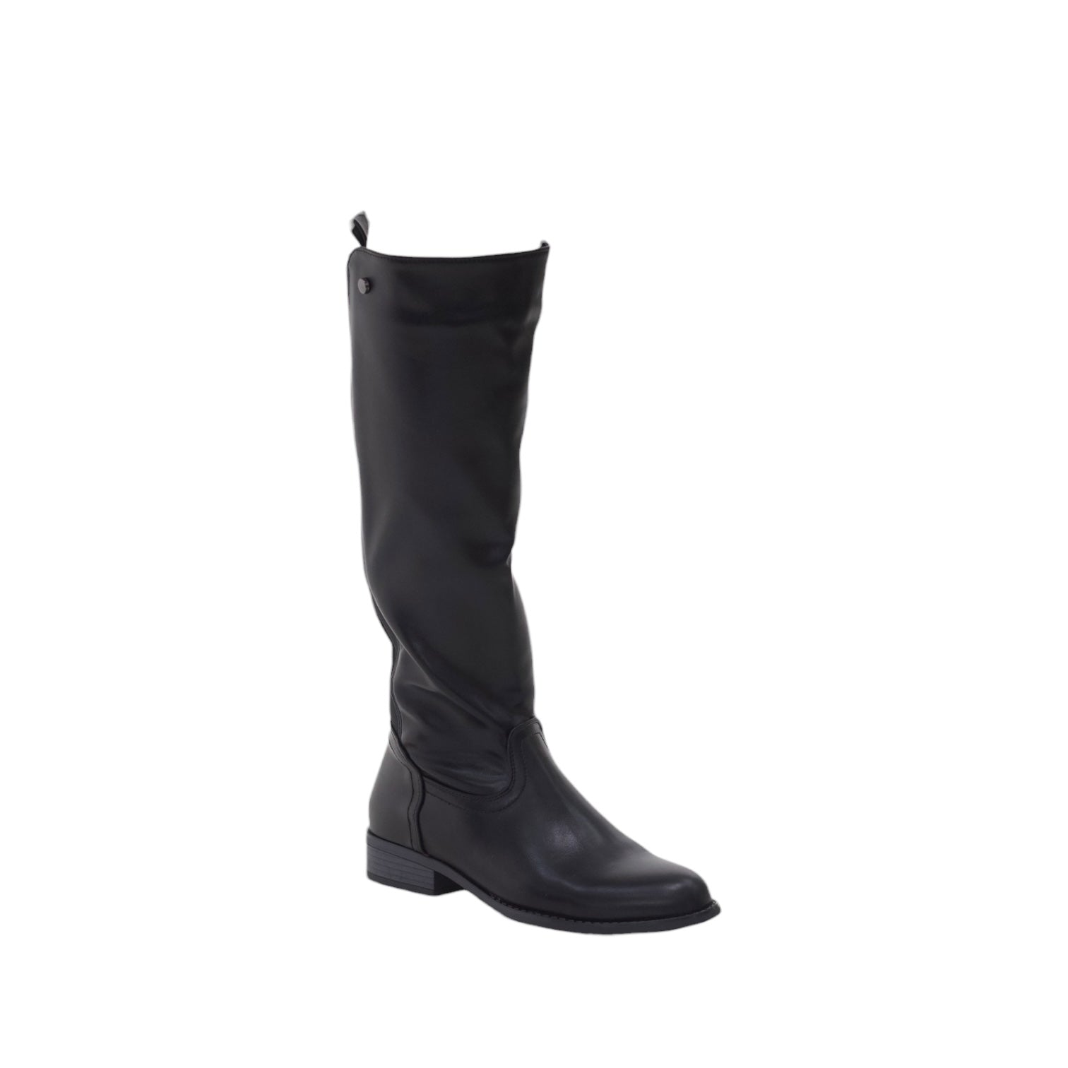 Classic elastic strip decor 3cm low heel pu knee high boots