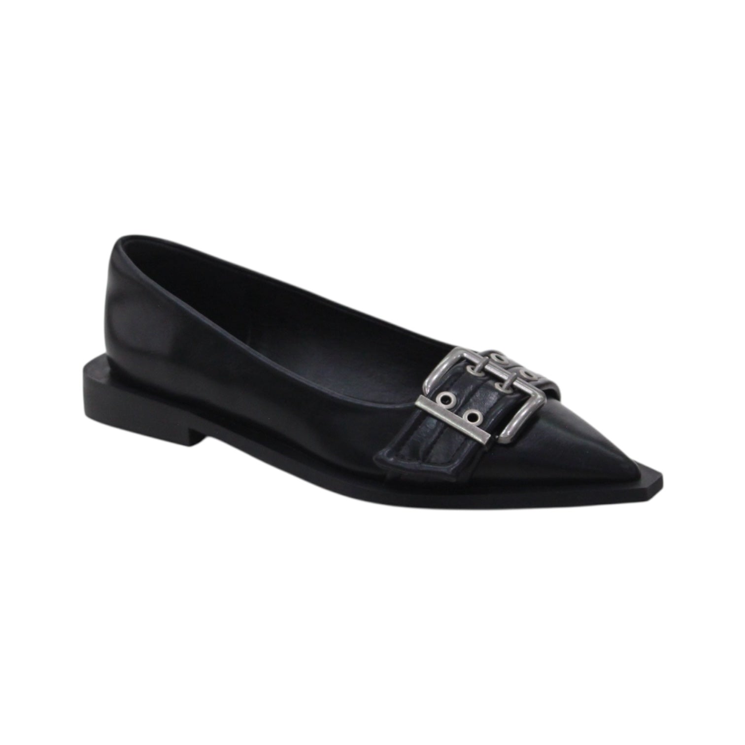 Alicja sharp silhouette toe buckle embellished gladiator pump