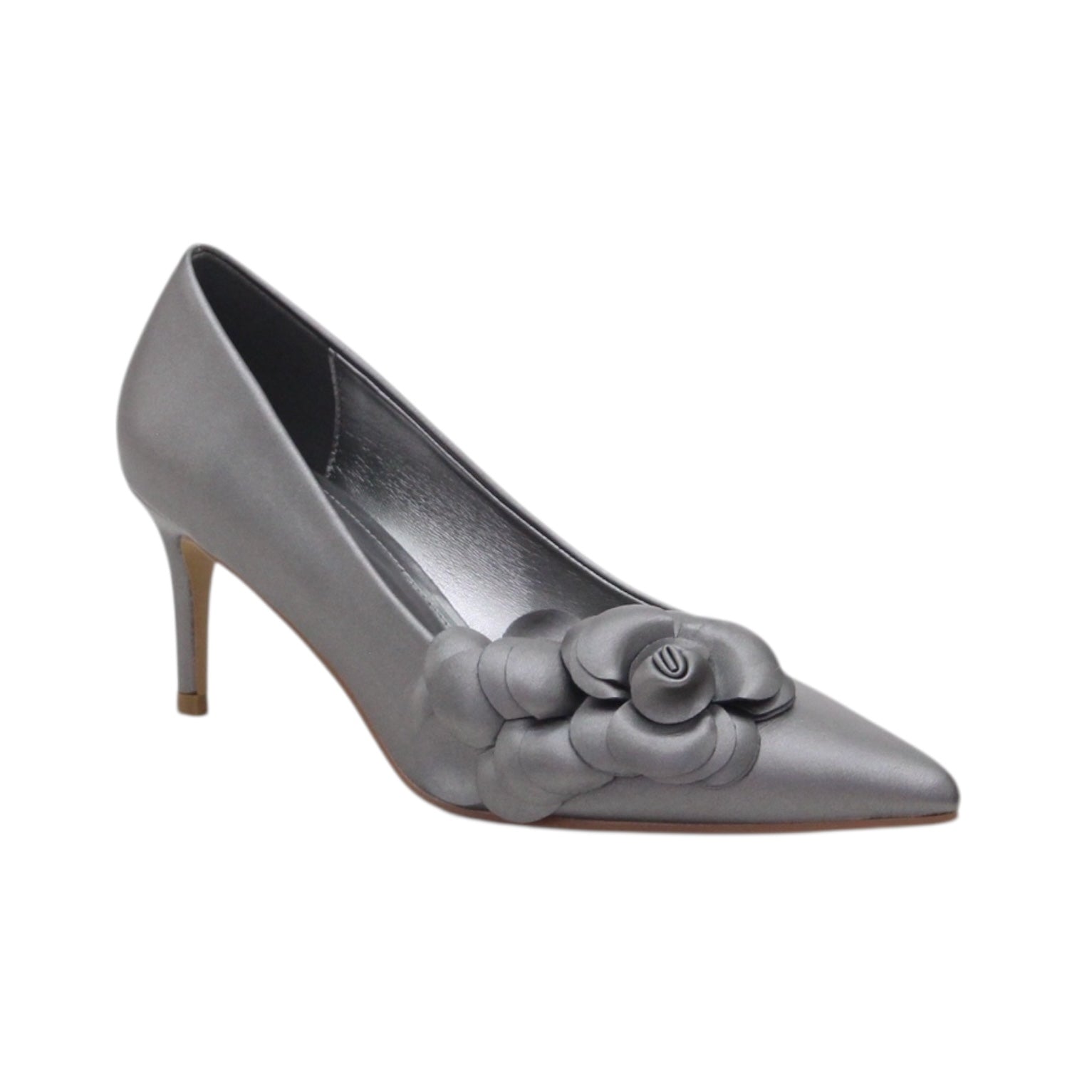 Cajsa pointy 6cm heel court shoe with flower decor