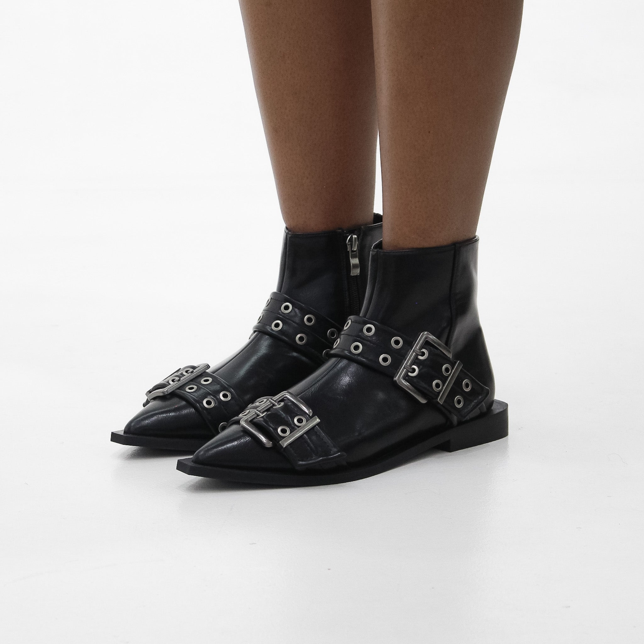 Maja sleek pointed toe double band embellished gladiator bootie