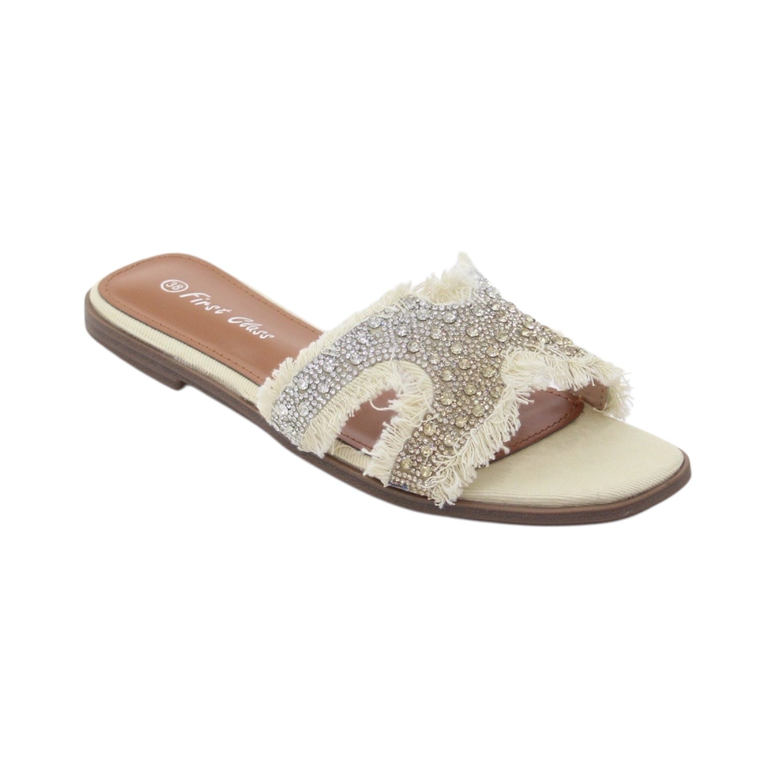 Milana one band first class denim mat flat sandal