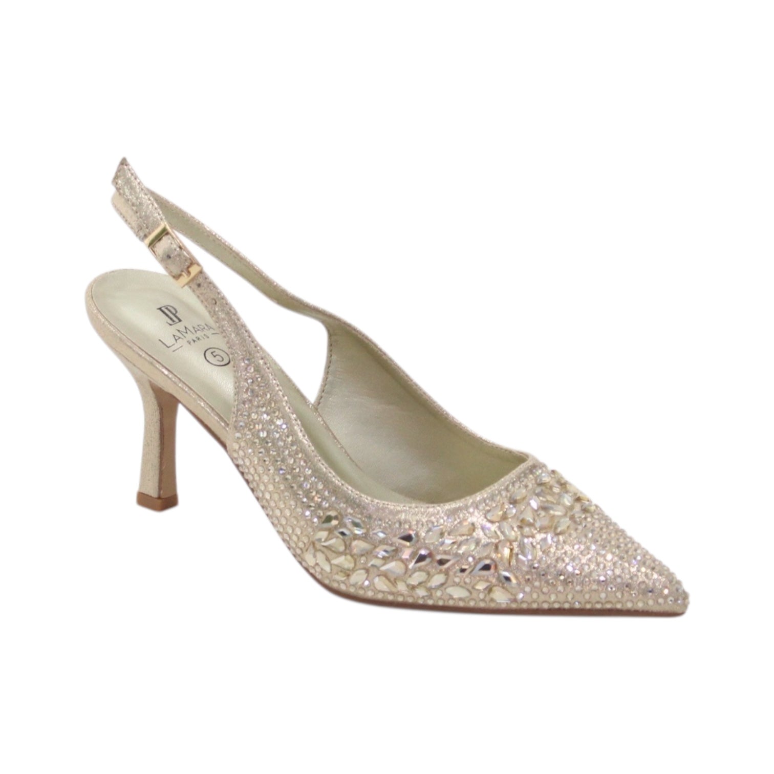 Wow closed-toe 7cm heel crystal embellished sling back