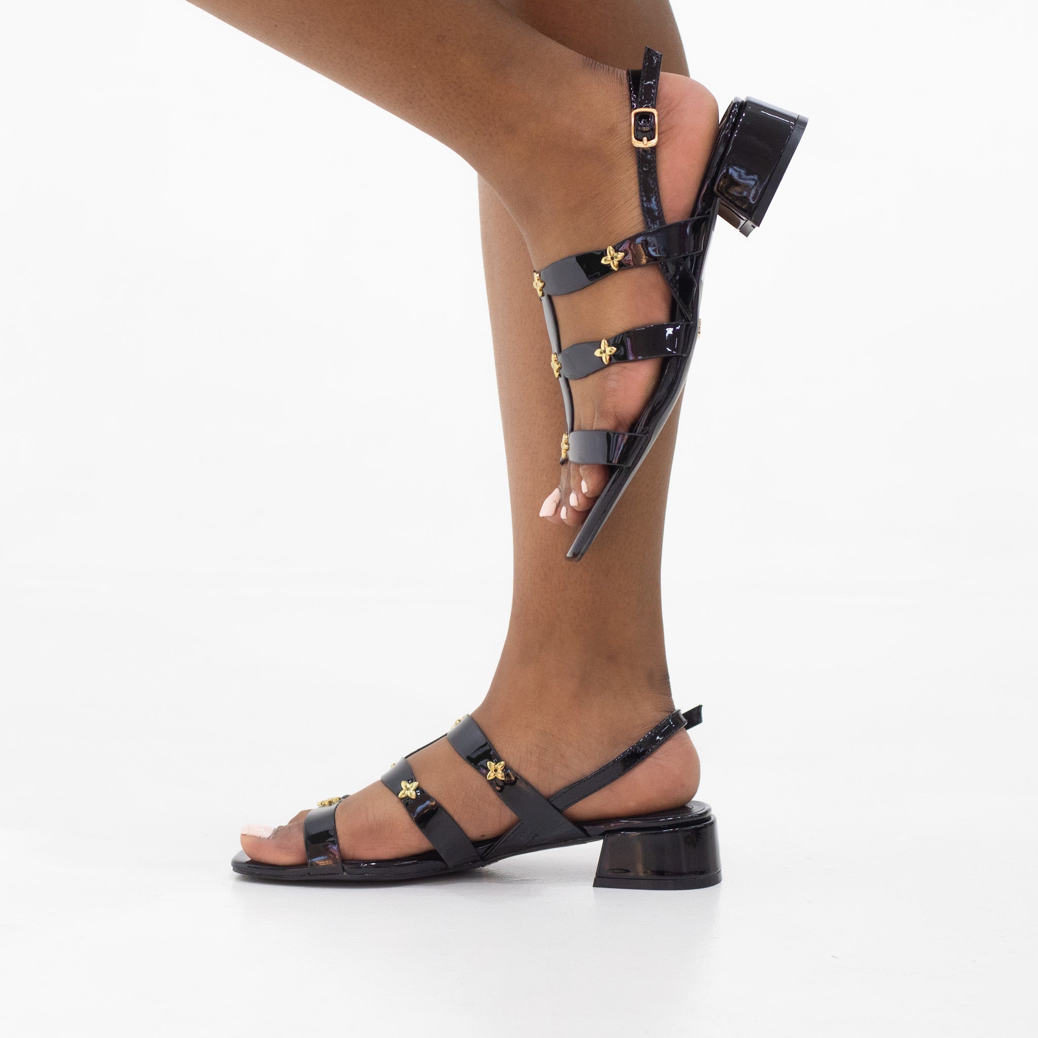 Kalila multi strap sandal with trim 7.5 cm heel