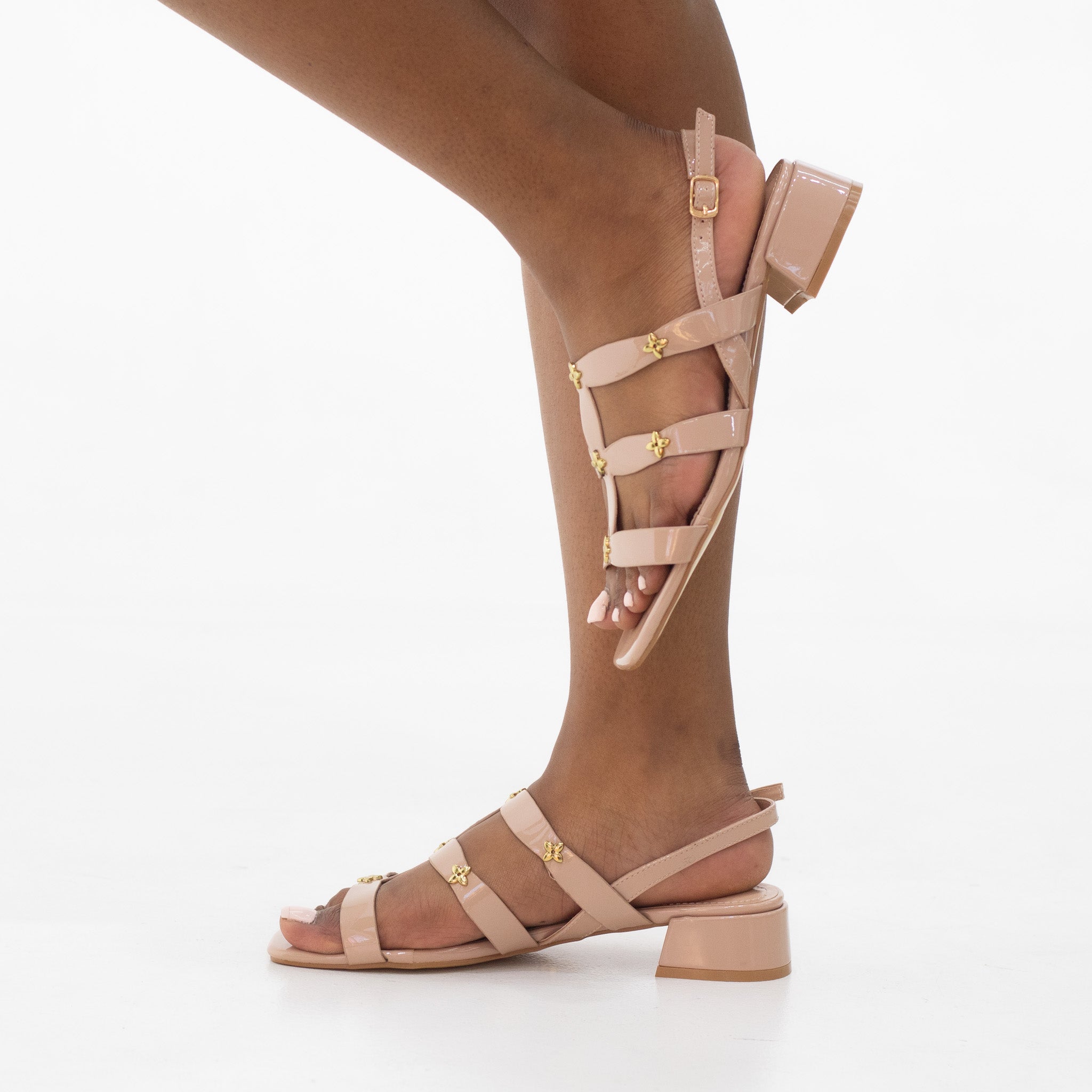 Kalila multi strap sandal with trim 7.5 cm heel