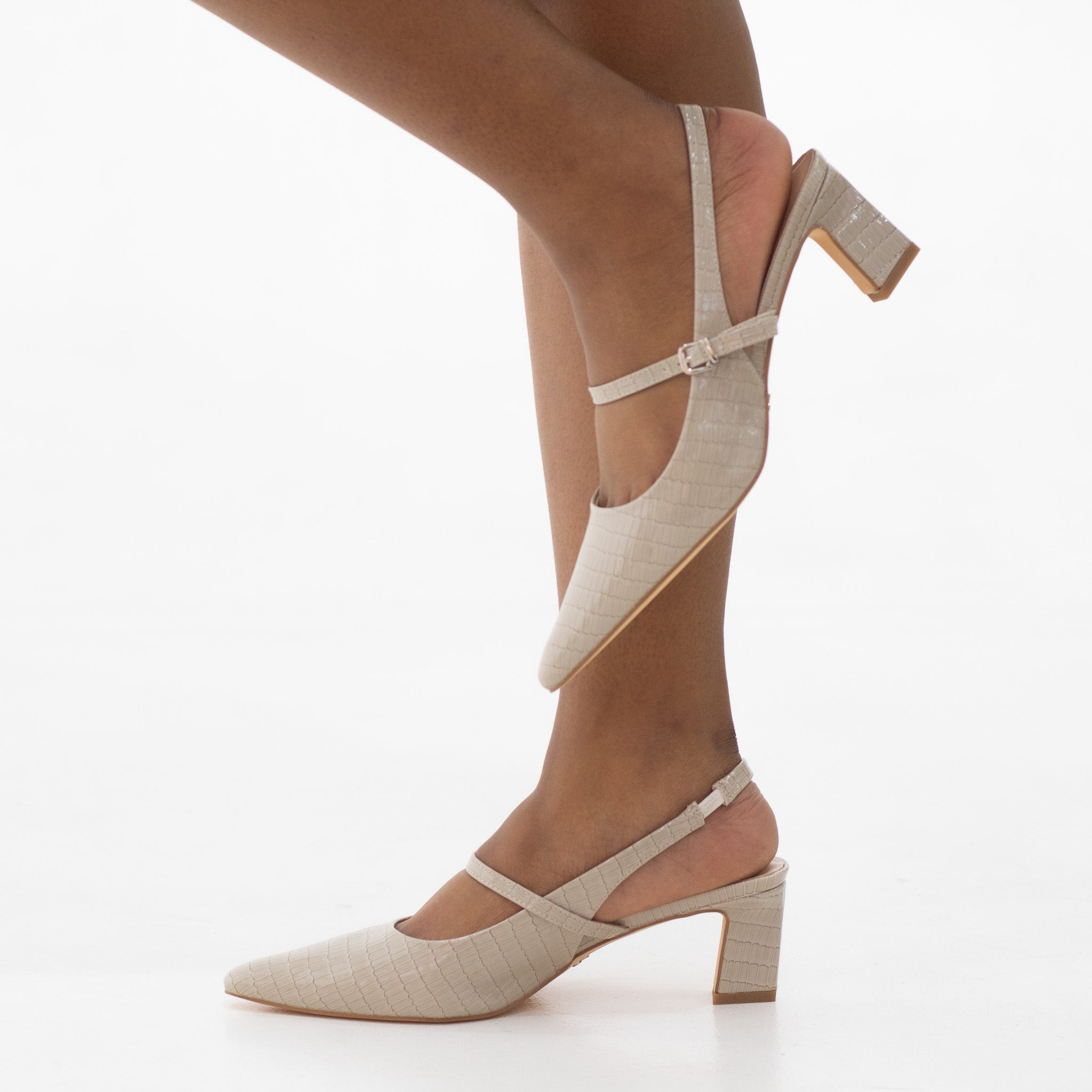 Agoda block 6 cm heel sling back with strap