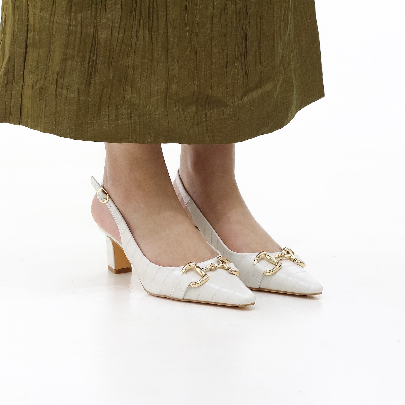 Espira block heel sling back 6 cm heel with trim