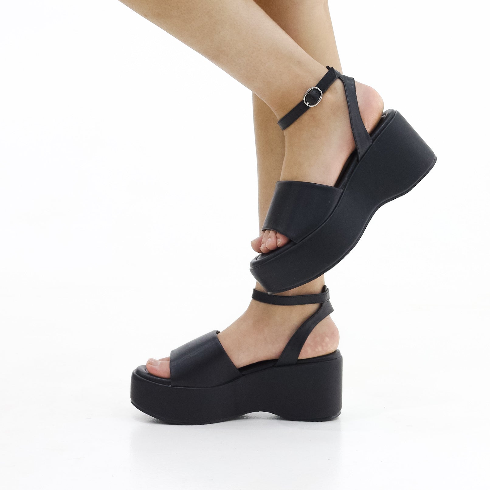 Katra platform wedged sandals with ankle strap