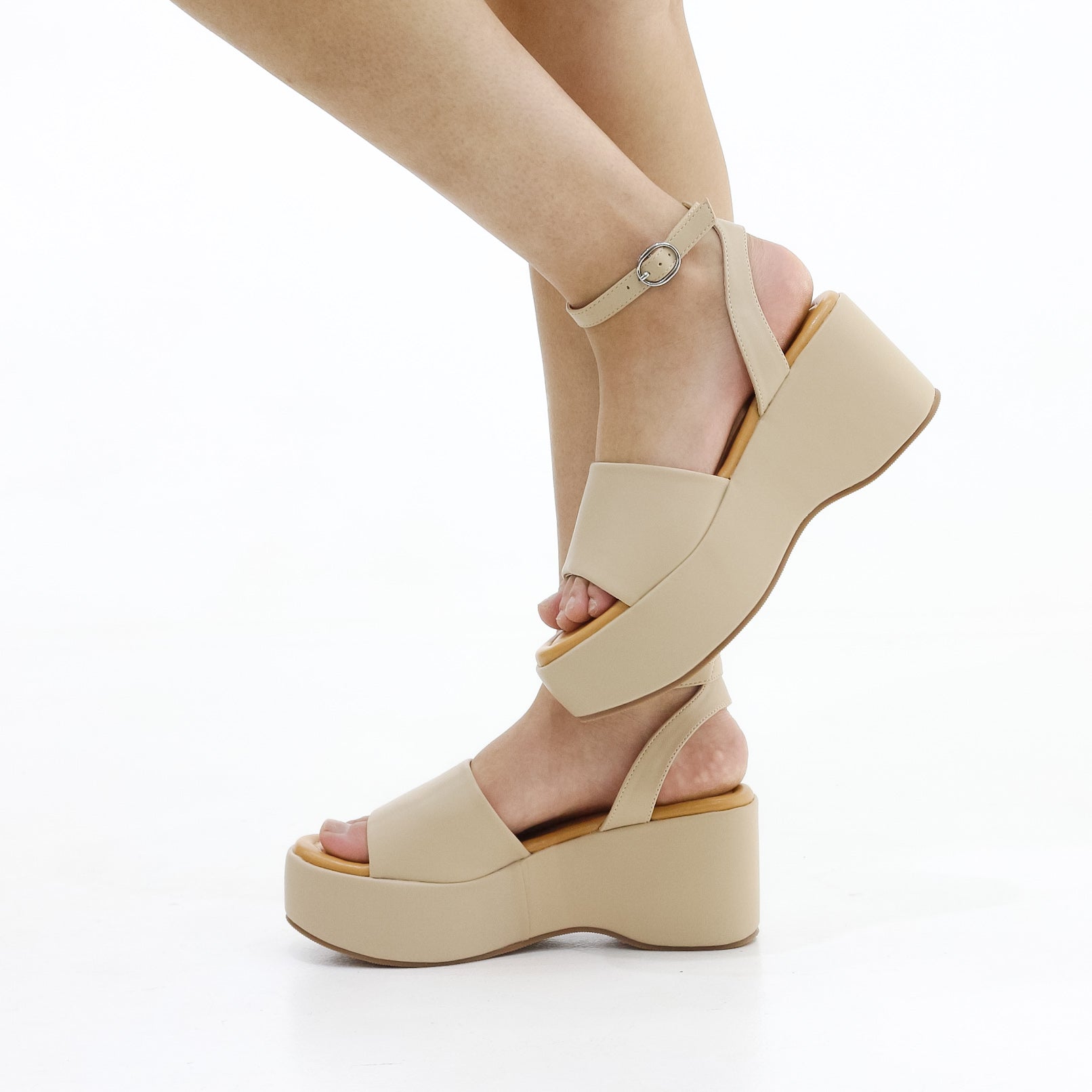 Katra platform wedged sandals with ankle strap
