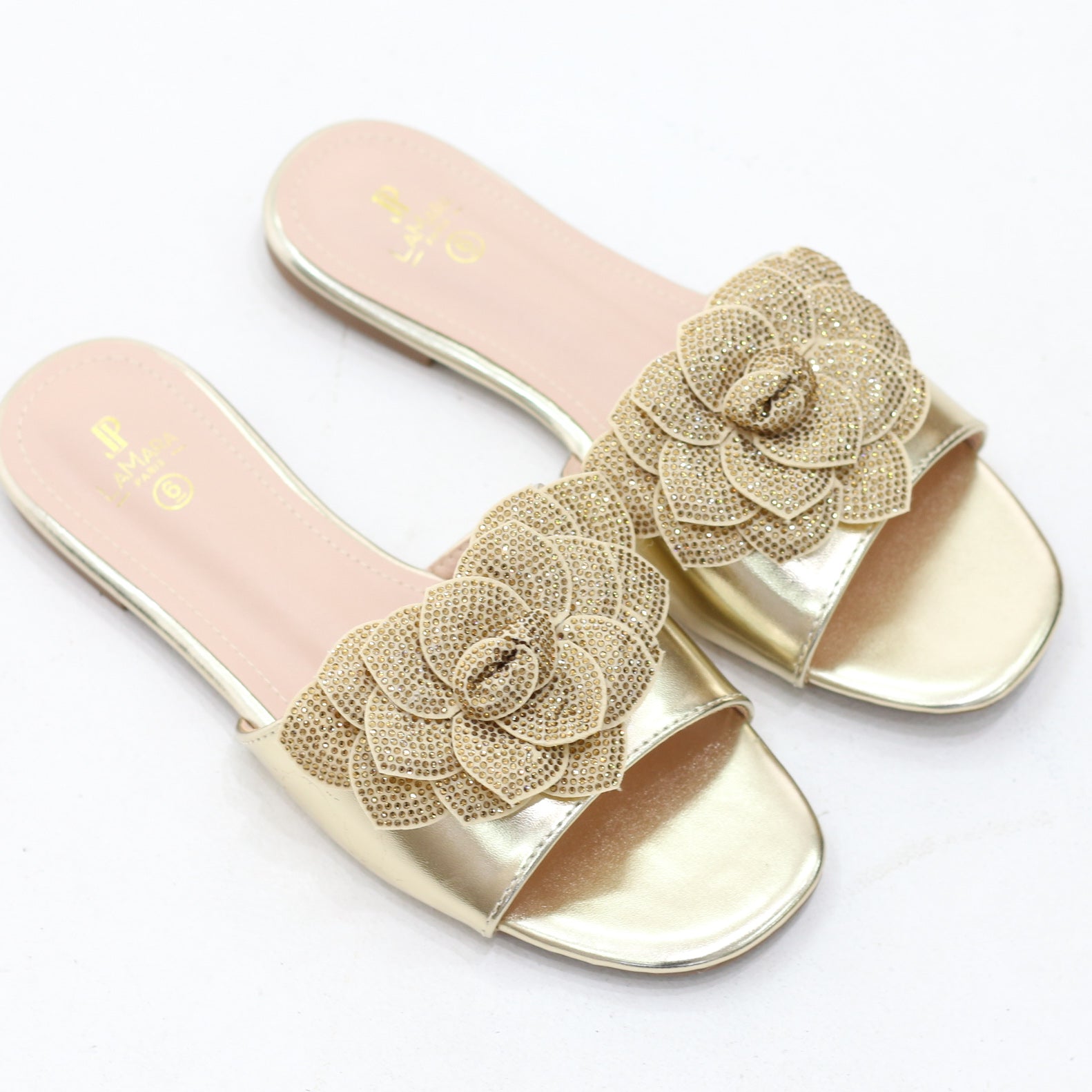 Glace Floral embellished slip-on flat sandals