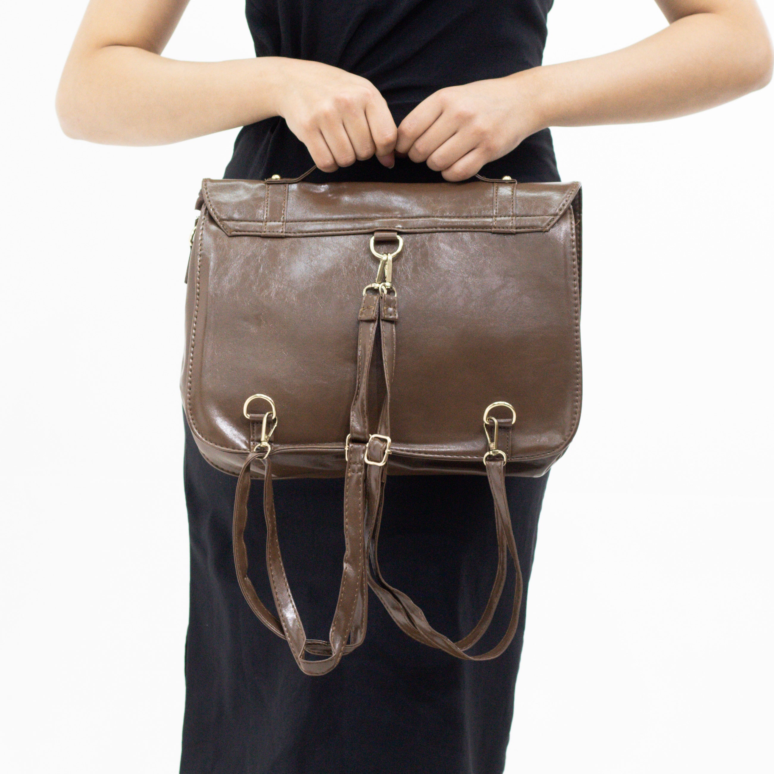 Motaro vintage leather satchel with buckles