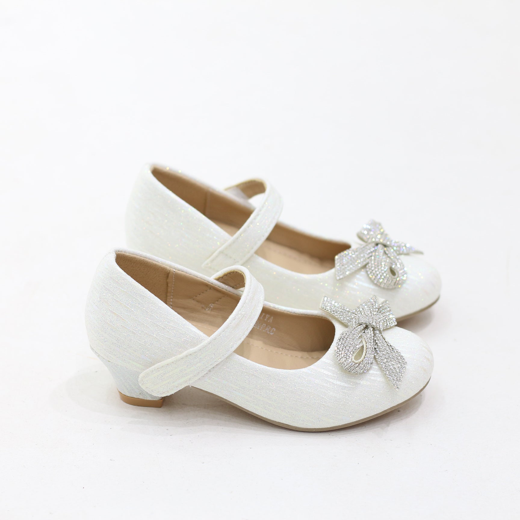 Aviya elegant infant girls bow-detail glossy kitten heel pumps