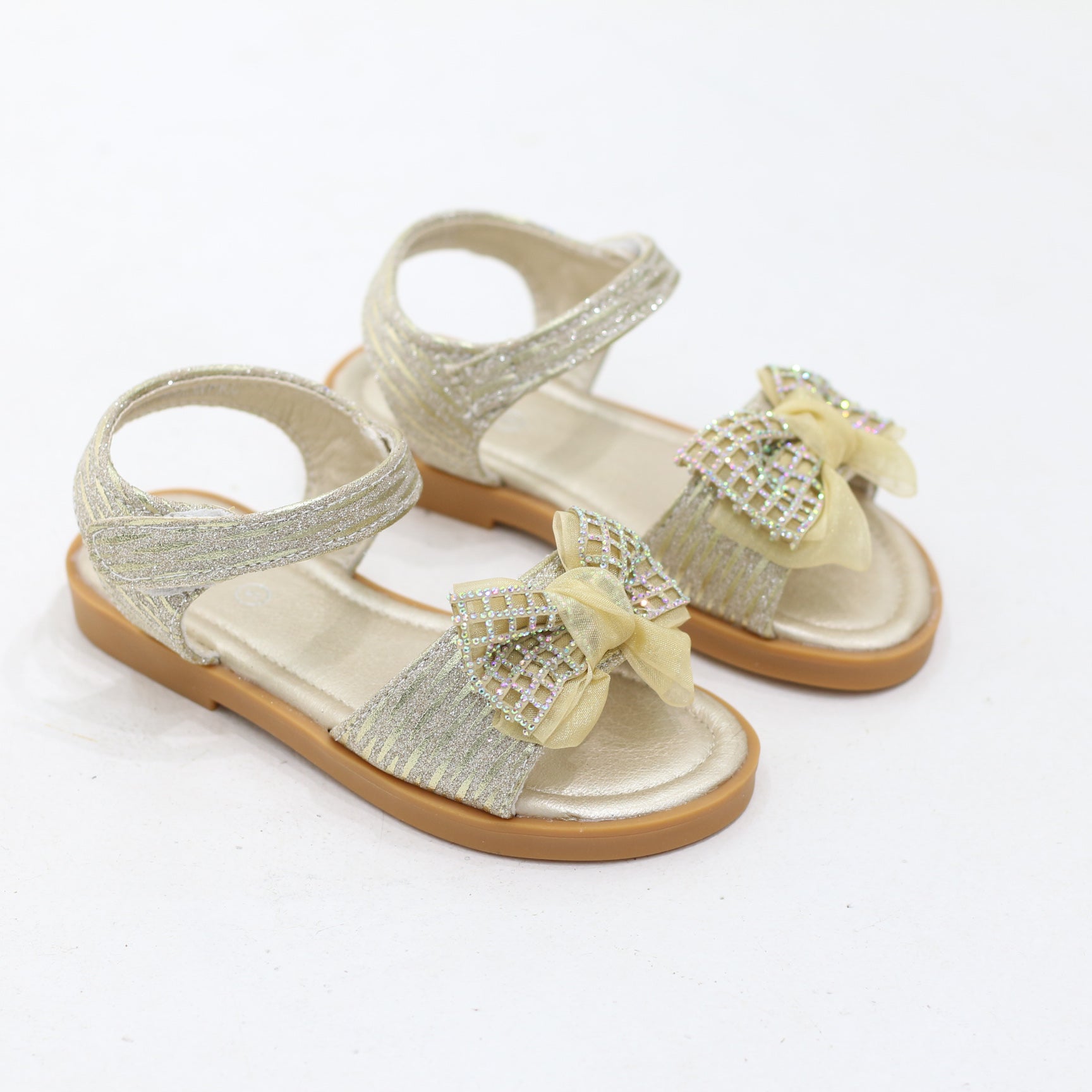 Prune sparkle bow baby girls sandals