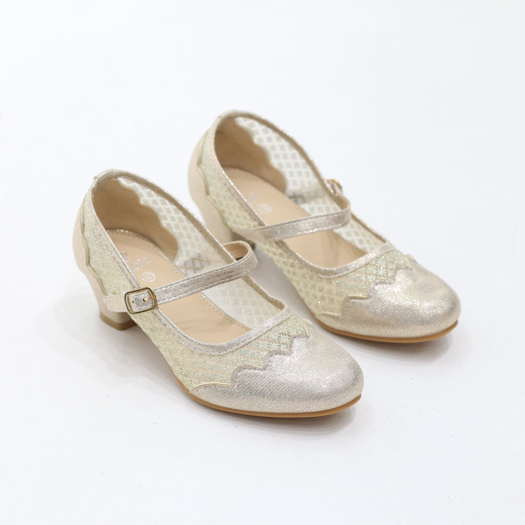 Song elegant shimmer strap girl pumps