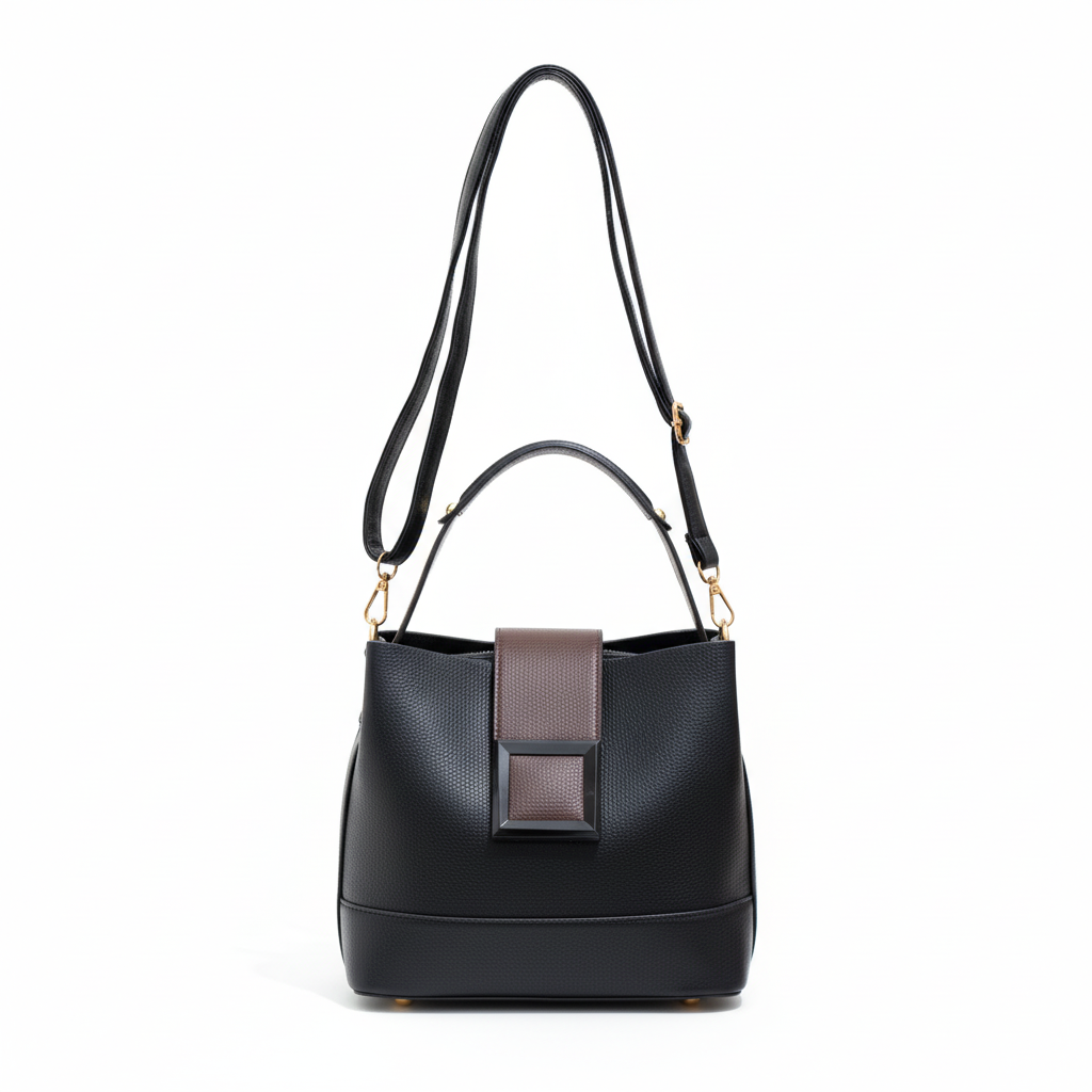 Sugalite structured handbag with oversized square buckle