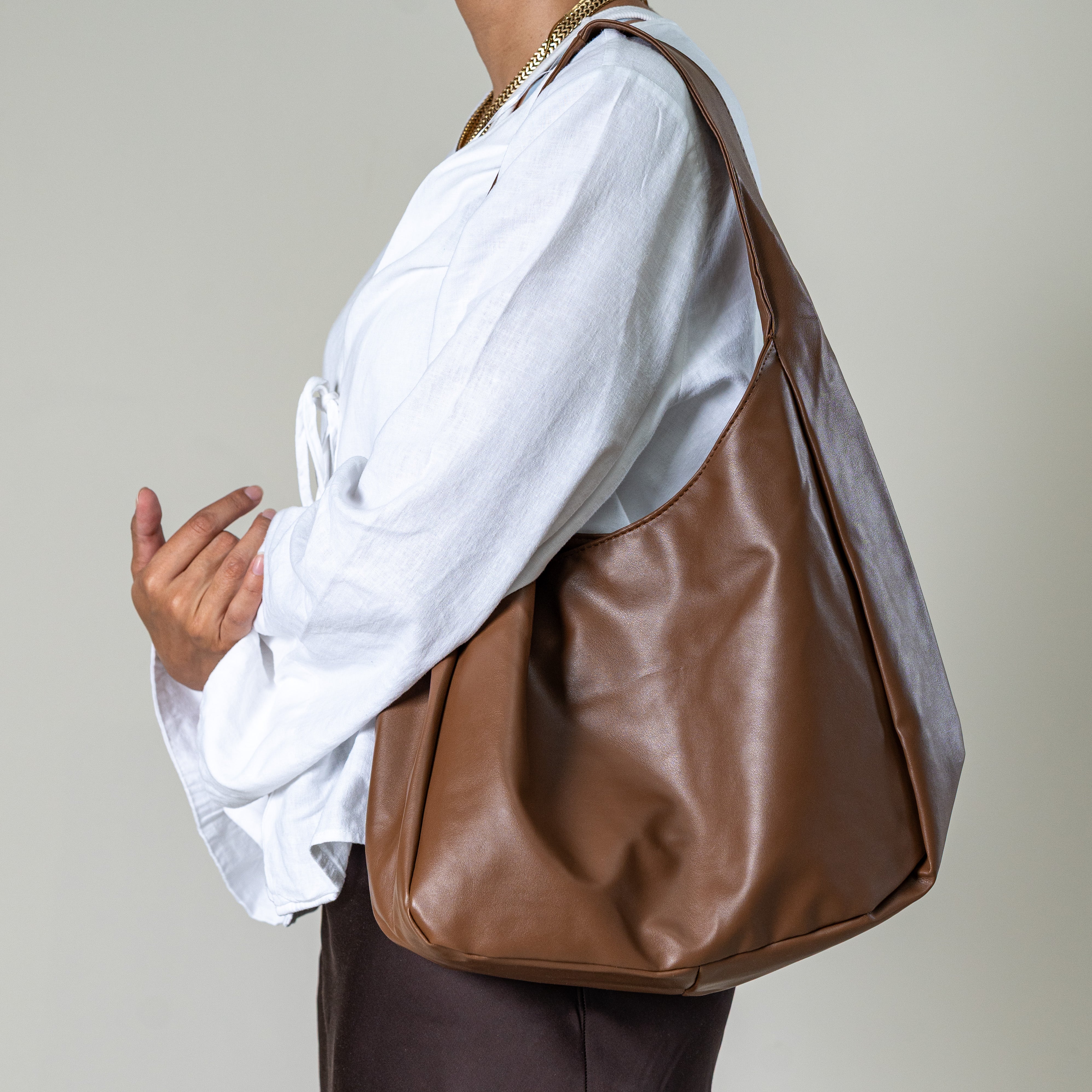 Pyrite soft shoulder tote bag