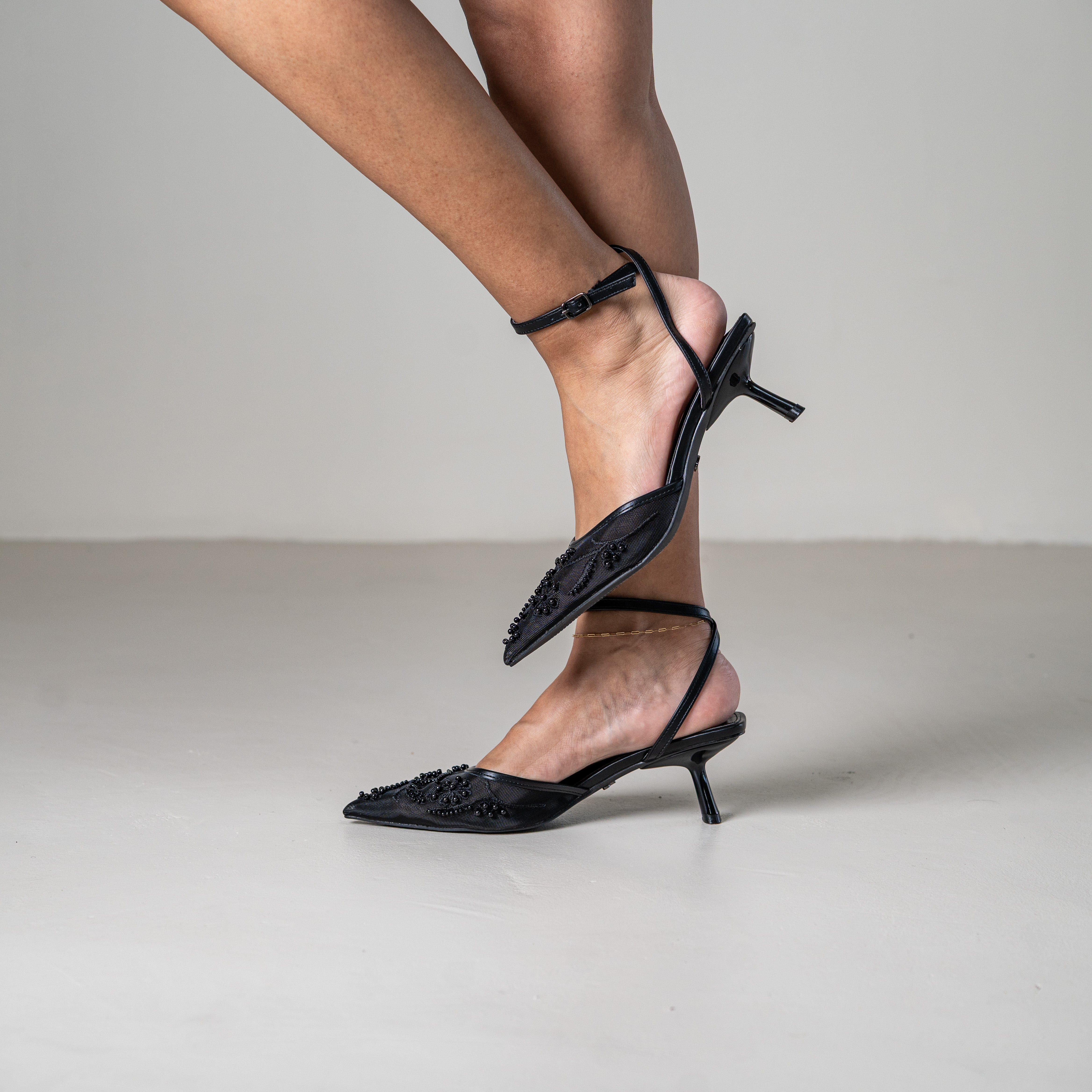 Rasa embroidered slingback pointed heel