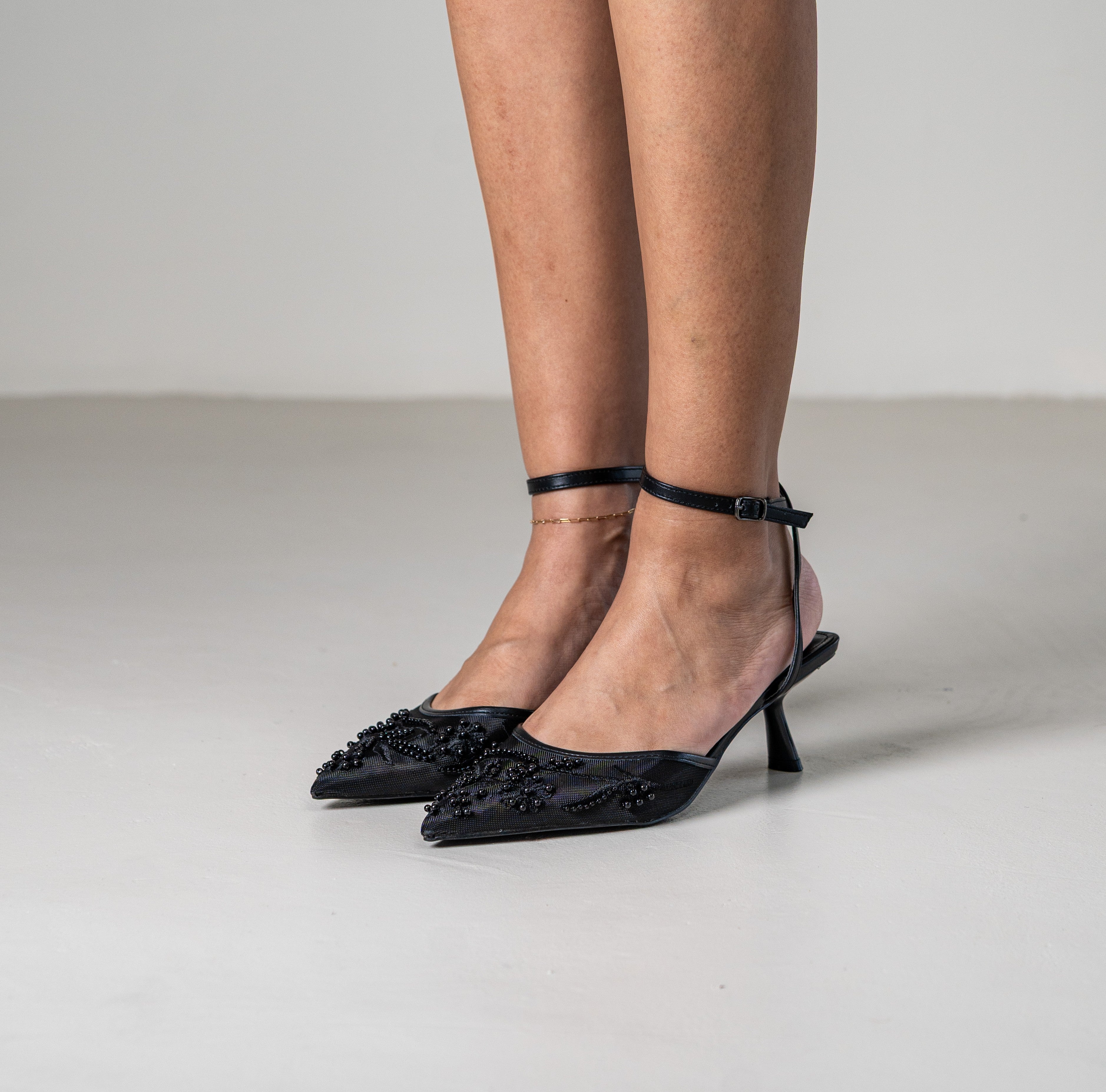 Rasa embroidered slingback pointed 4.5cm heel