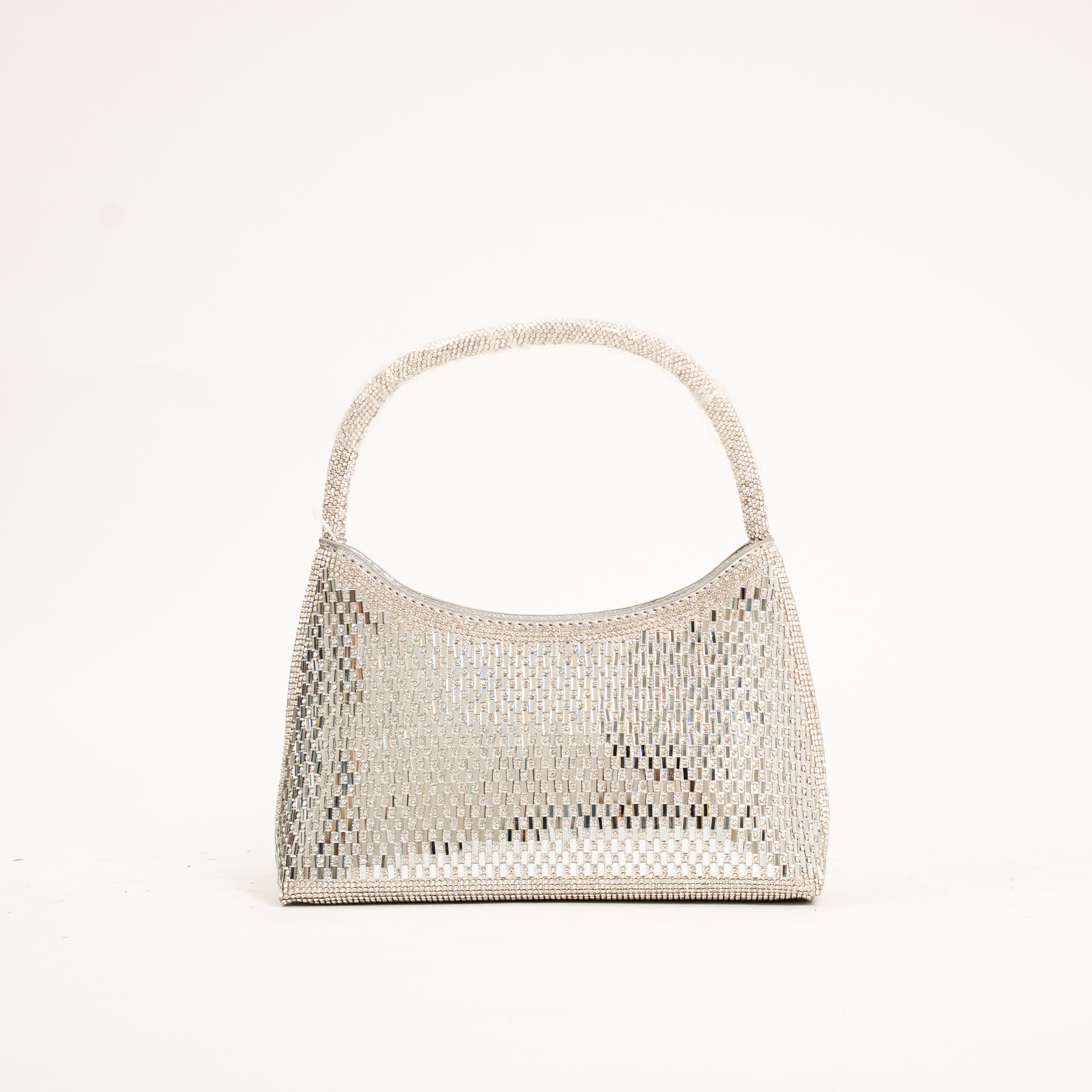 Reve luxury metallic crystal top handle evening handbag