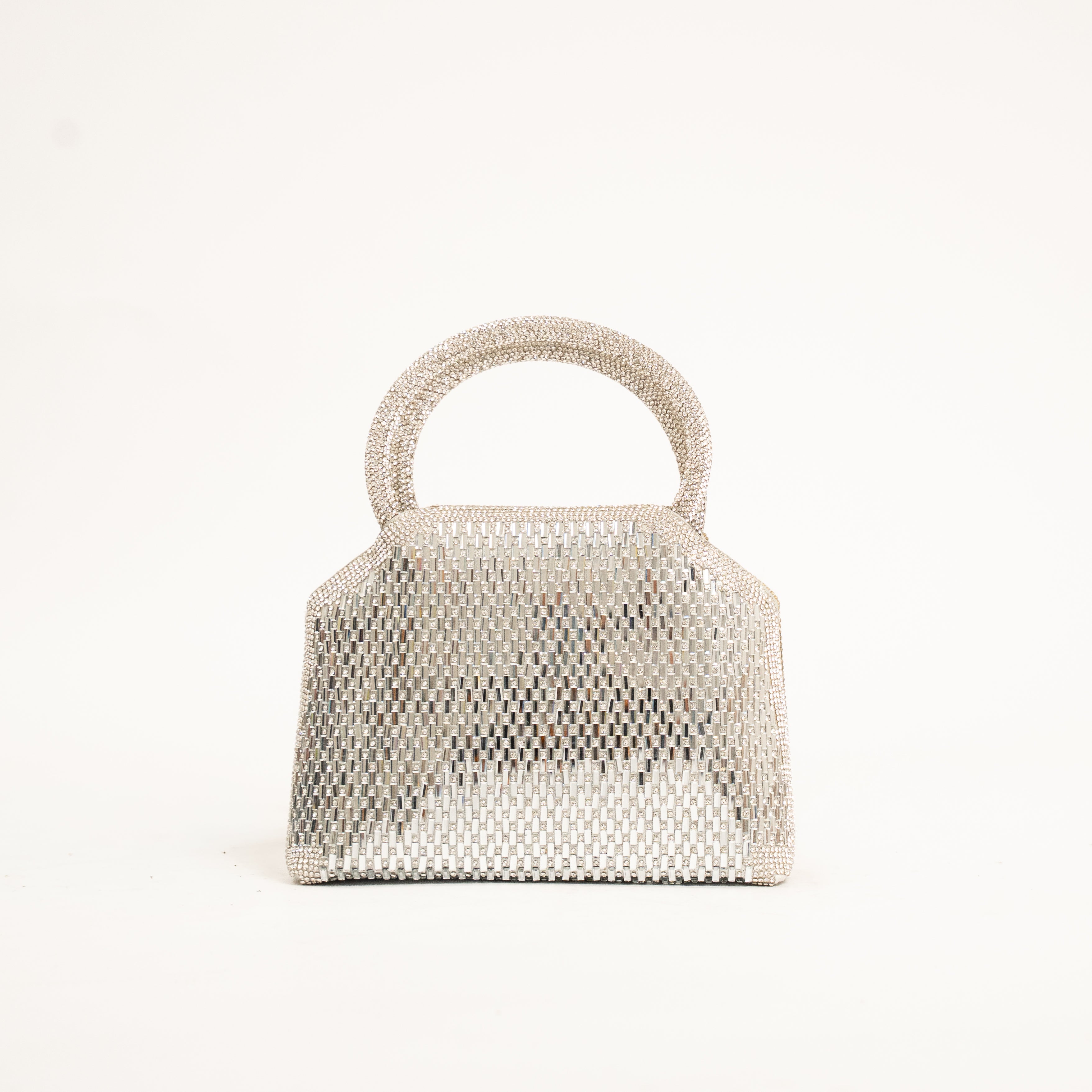 Reviera luxury crystal top handle evening handbag with chain