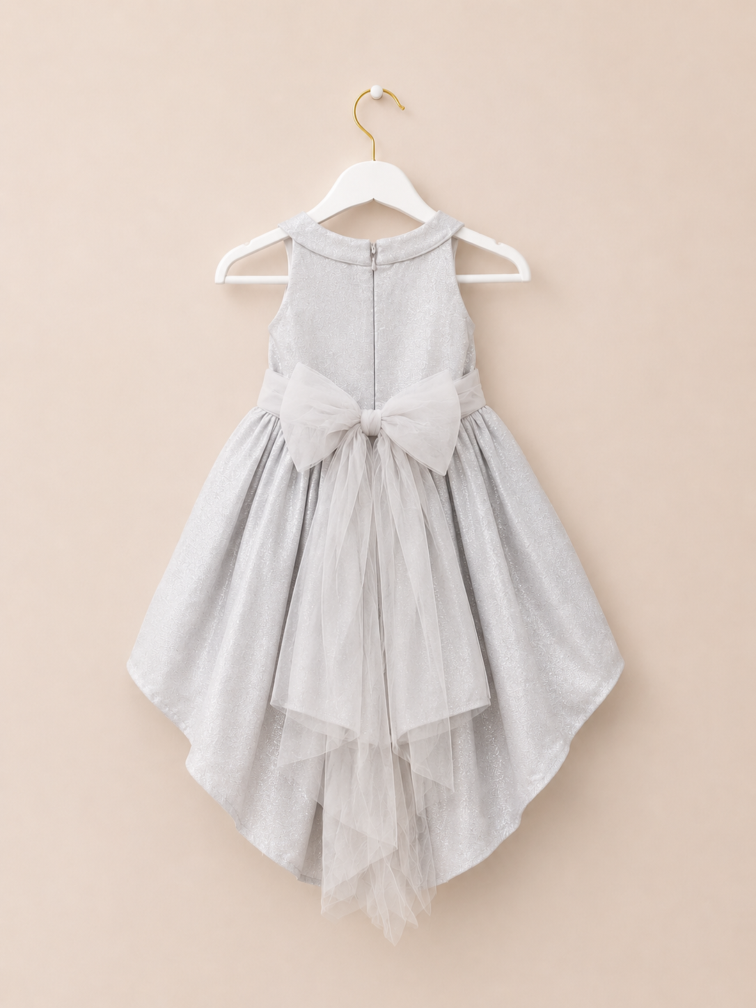 Ivory girls Grace Bow Dress Silver