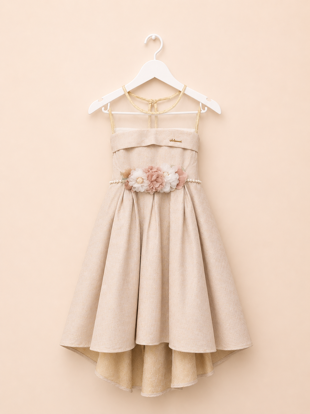 Elara girls Blossom Dress Beige
