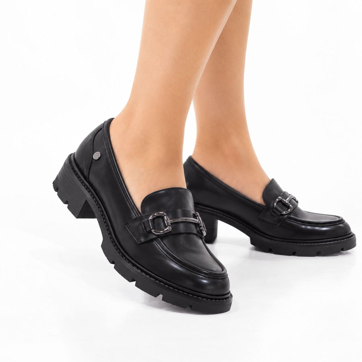 Franoli loafer chuncky with two circle black