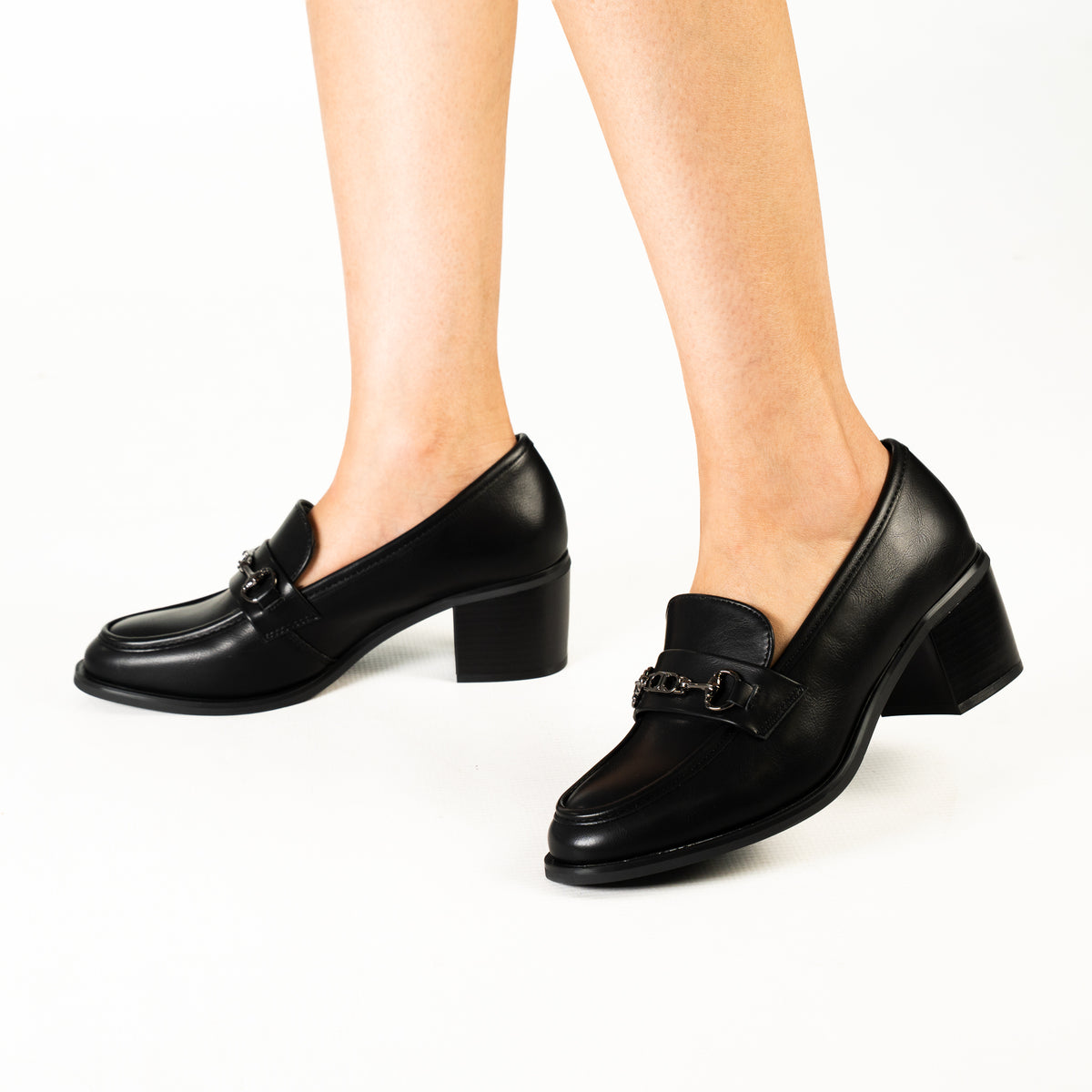 Zura women's block heel buckle detail loafer shoes
