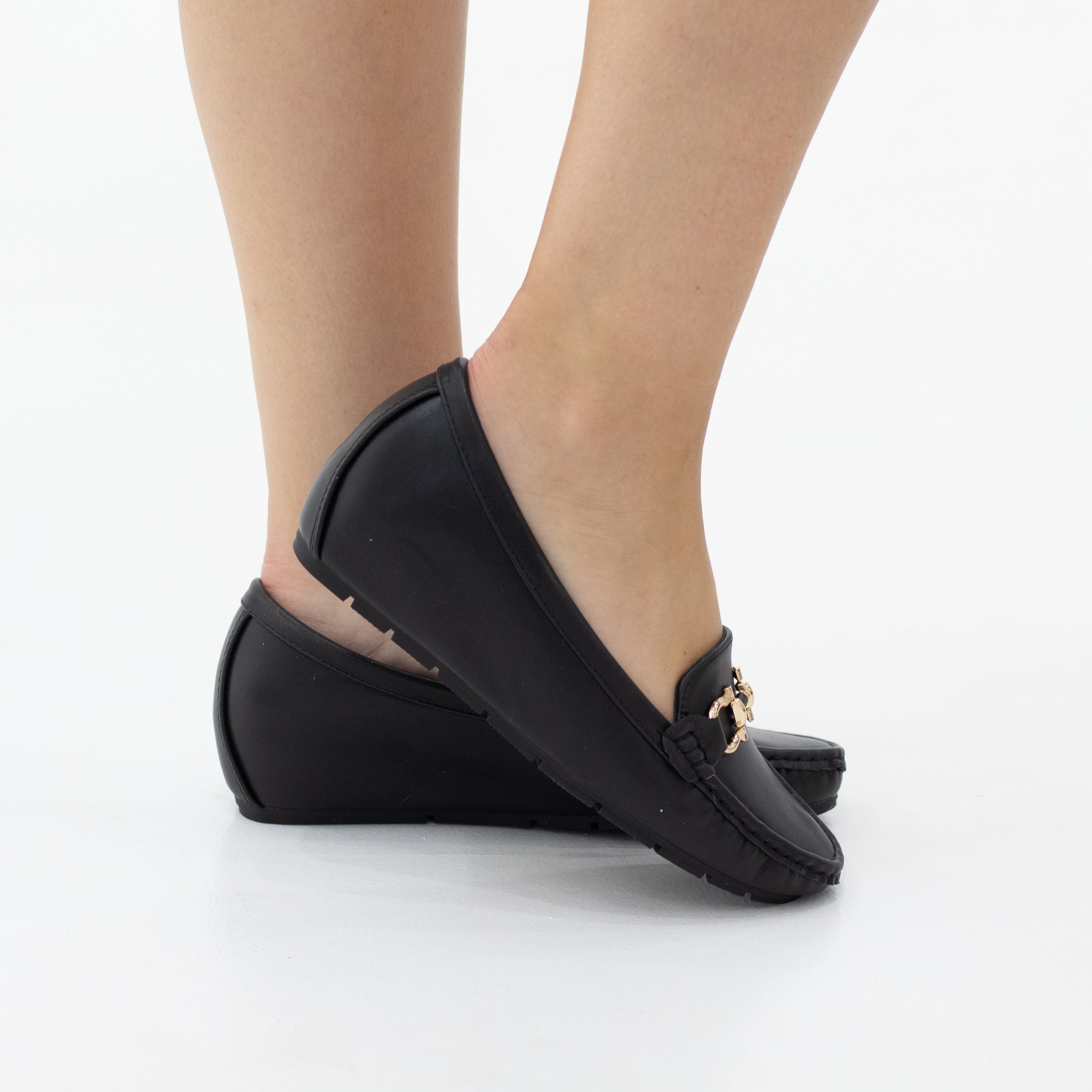 Rosel comfort 3.5cm wedge moc with a twist of gold detailed trim