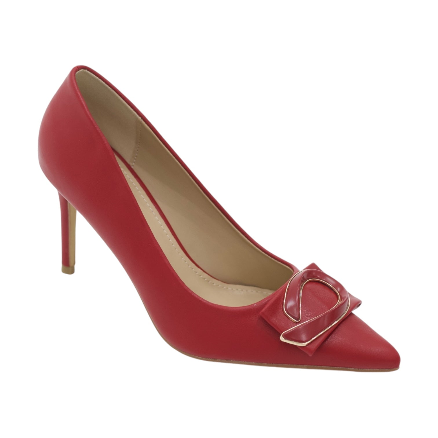 Winona pu 9cm heel court with a trim detailed