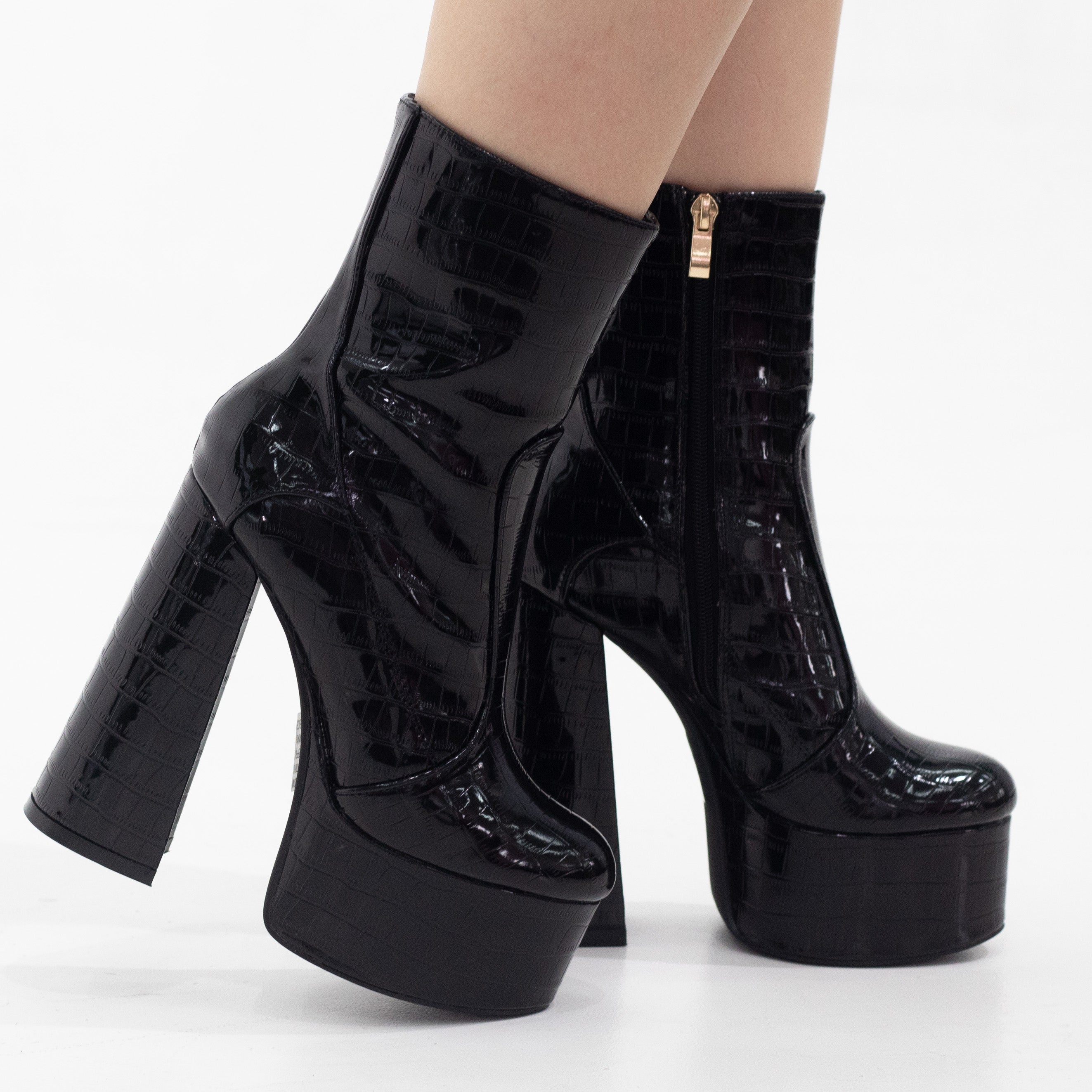 Mianto platform 15cm heel pat ankle boot black