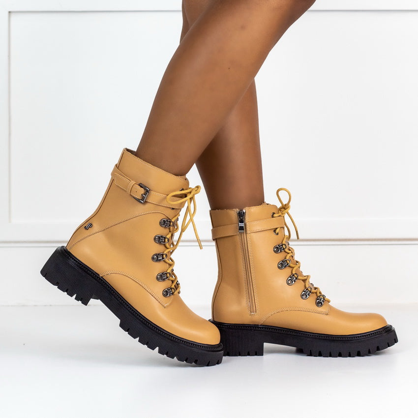 Stylla chunky lace up ankle boot camel