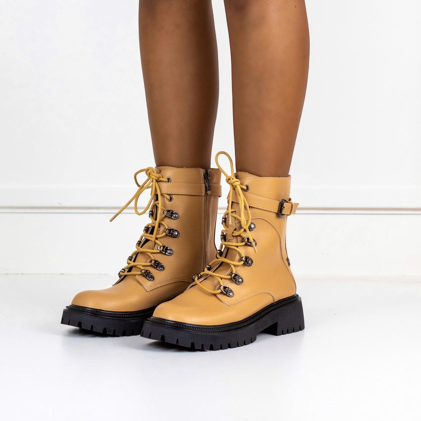 Stylla chunky lace up ankle boot camel