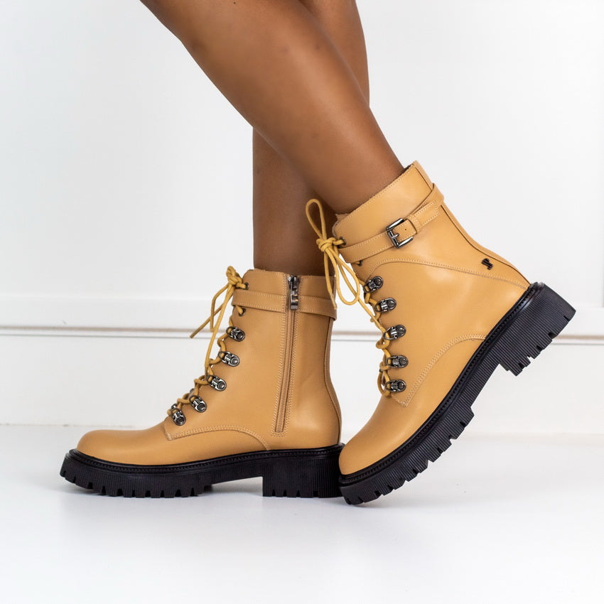 Stylla chunky lace up ankle boot camel