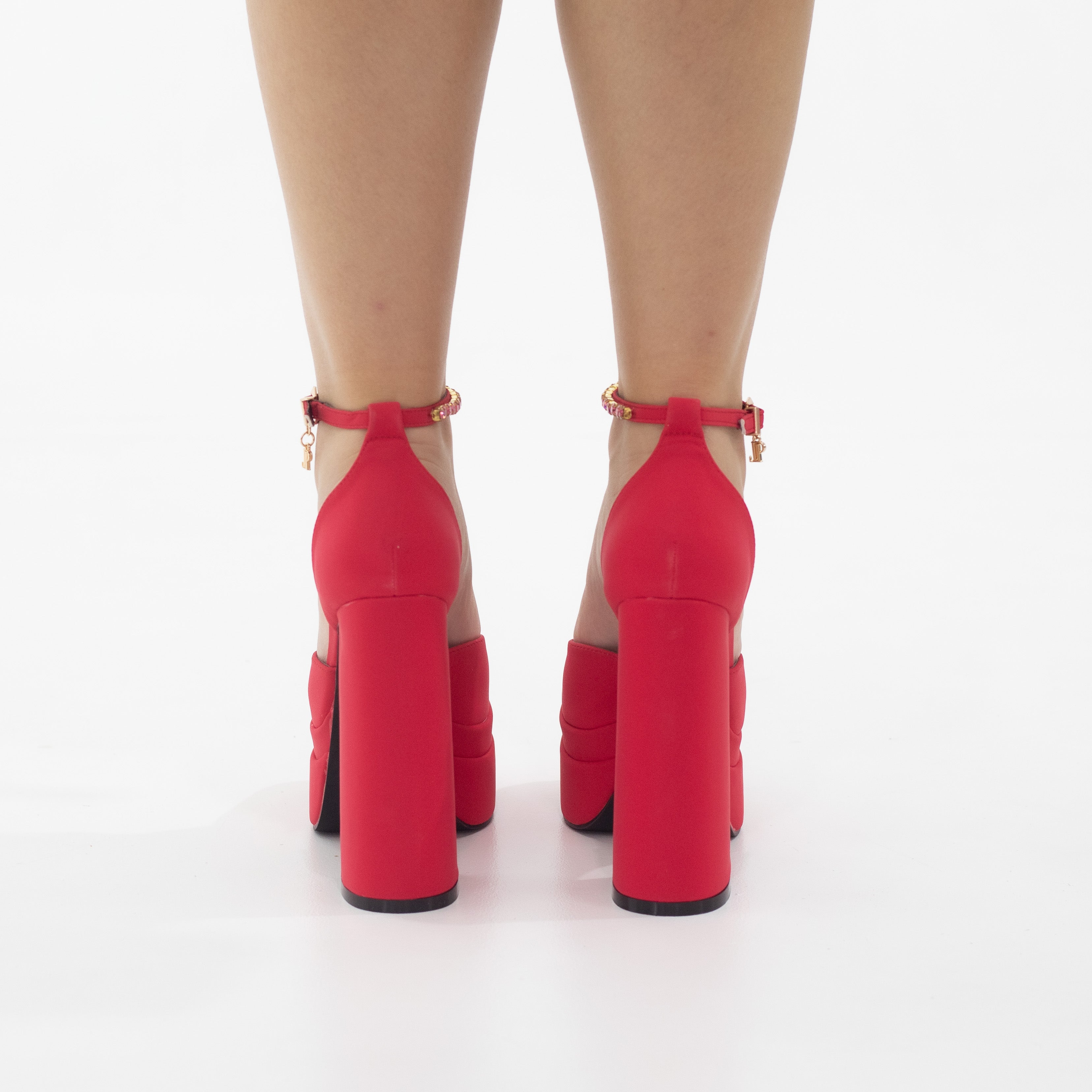 Trixie open waist high 14.5cm heel platform red